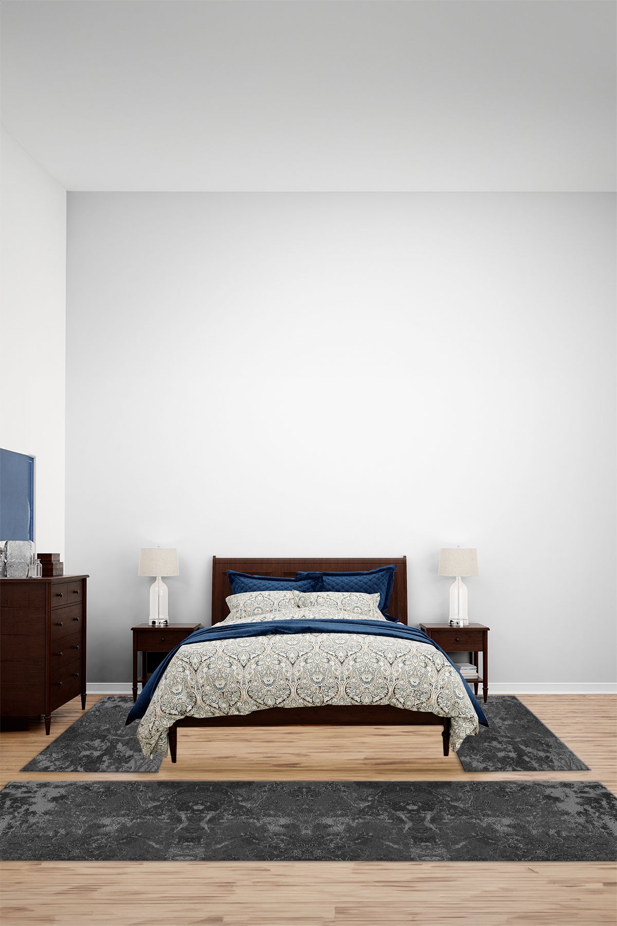 Viyana Home Dijital Kaymaz Taban Yıkanabilir Sade Baskılı Üçlü Yatak Odası Halısı, YO-SADE-159-ANTRASİT,