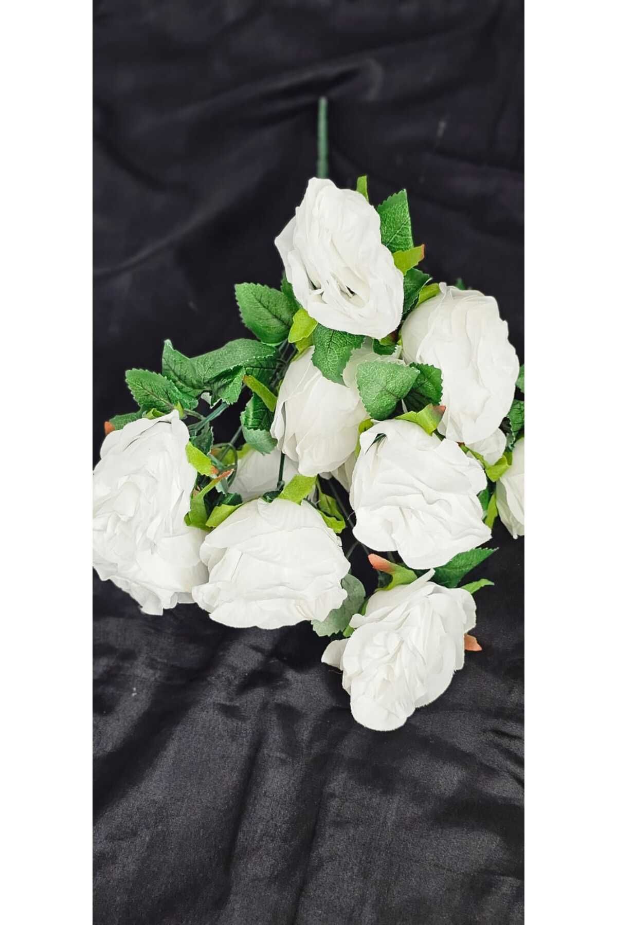 yapay çiçek evi 12 KAFALI BEYAZ ÇOK KATLI GÜL DEMETİ EV VAZO ÖZEL GÜN ÇİÇEĞİ