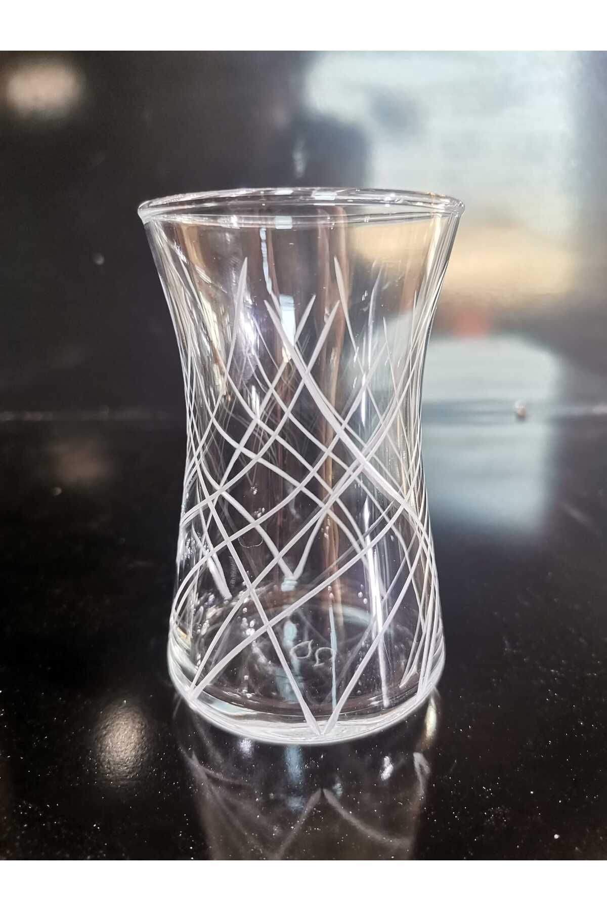 Paşabahçe 6 adet Karizma desen kristal işleme 170 ml heybeli çay bardağı