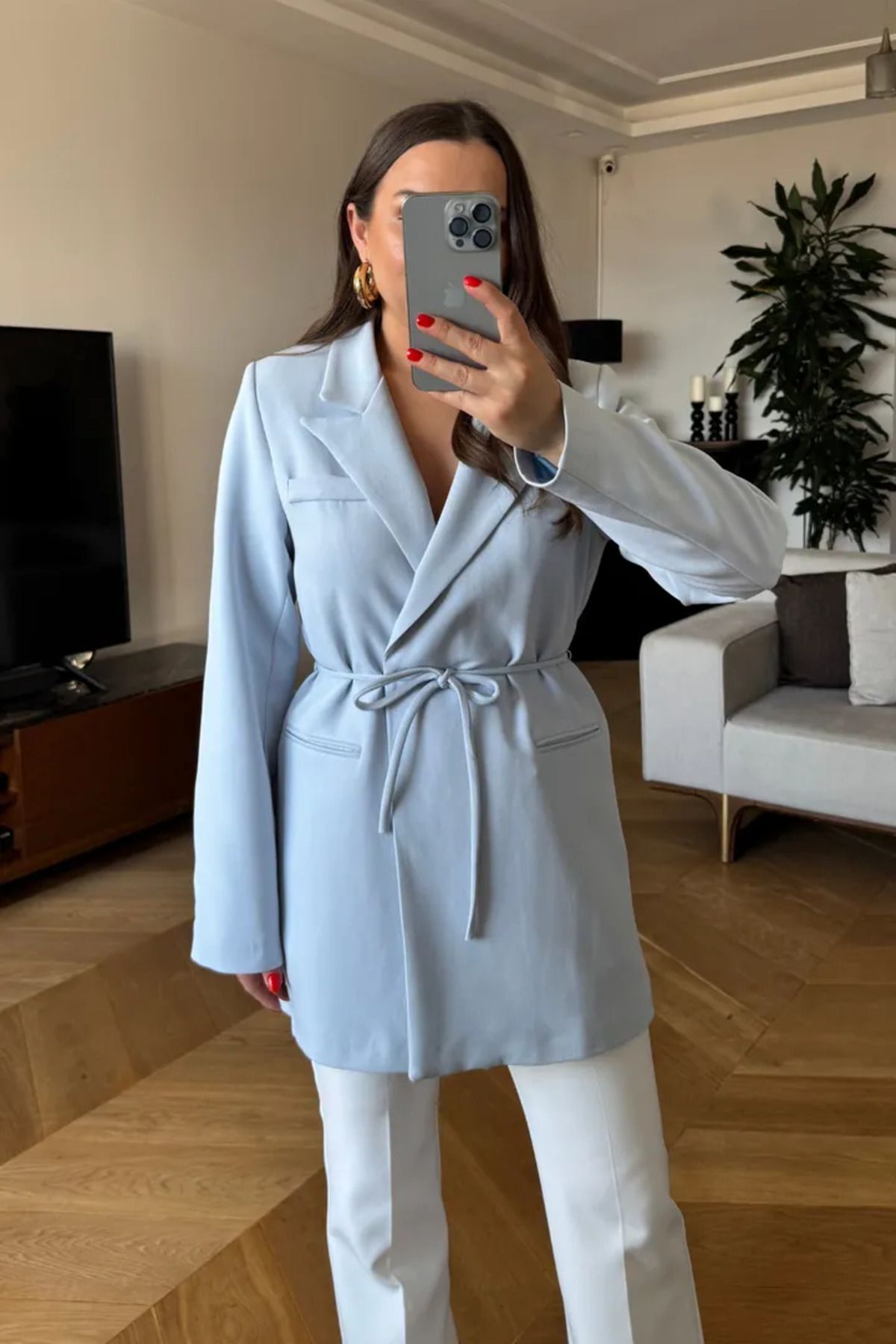 Tuba Butik Bağlama Detaylı Blazer Kadın Ceket