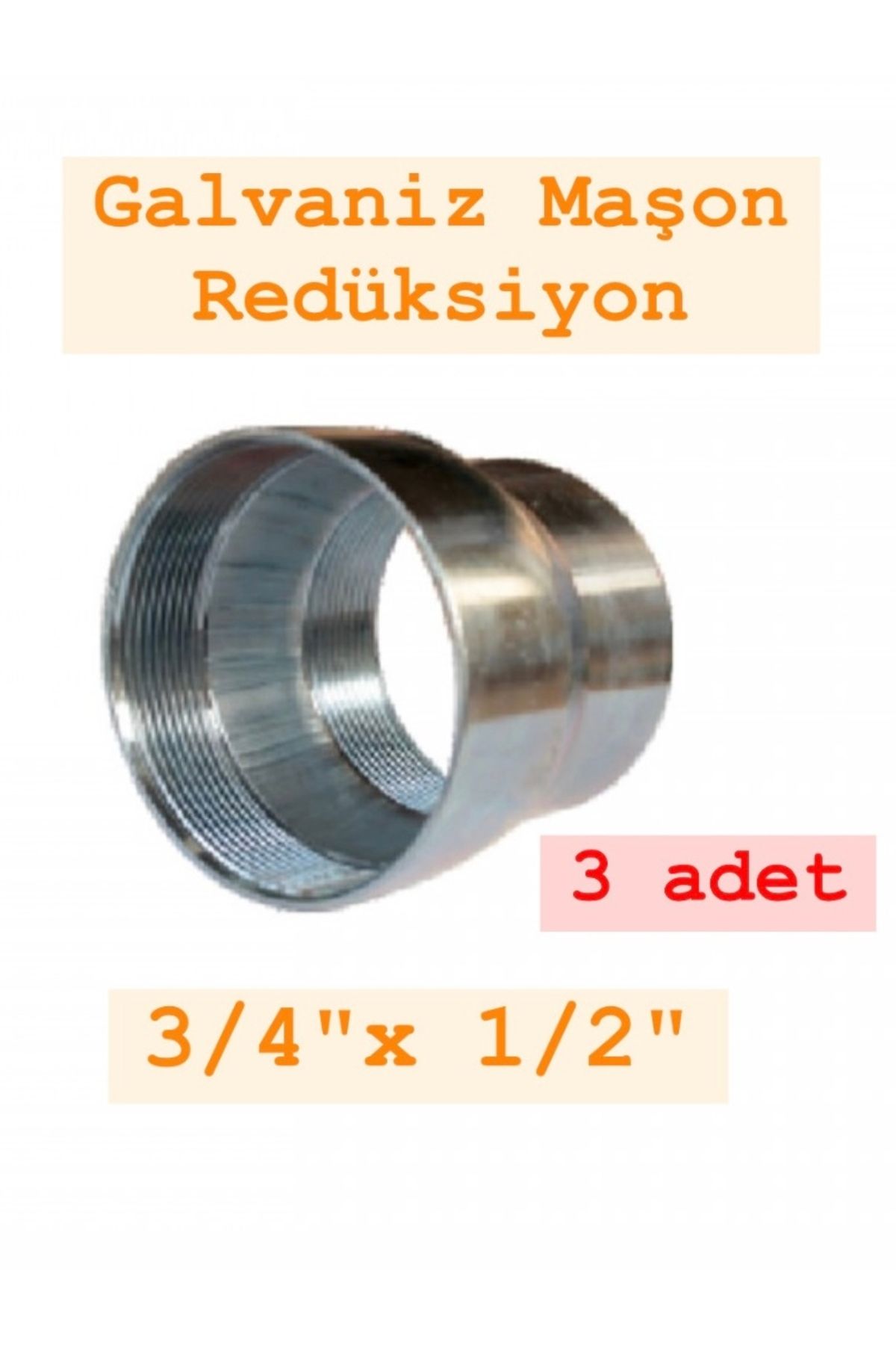 SFS 3/4”x 1/2” Galvanizli Manşon Redüksiyon – 3 Adet