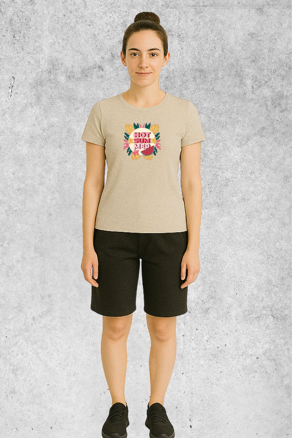 MOLICO Basic unisex sıfır yaka kısa kollu HOT SUMMER BASKILI TSHİRT