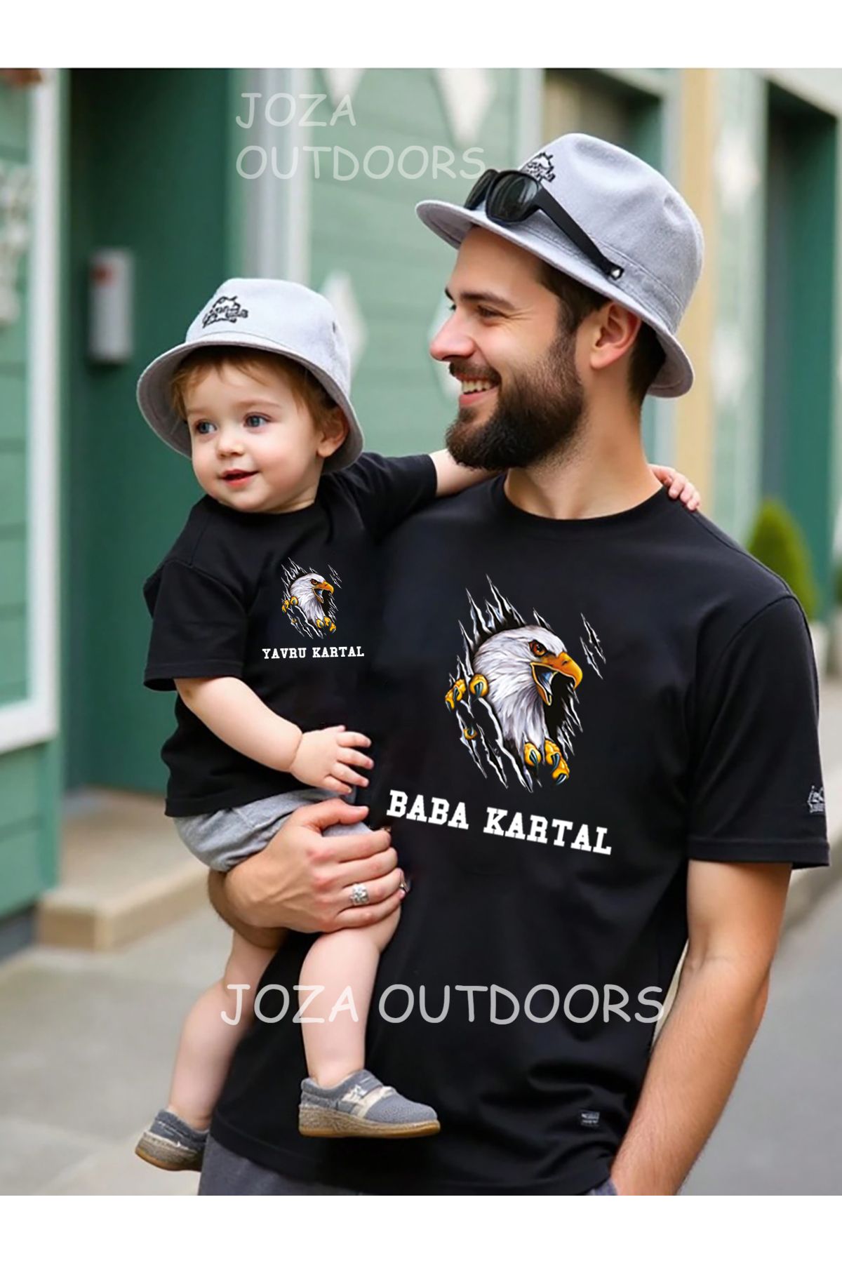 Joza Outdoors Yavru Kartal Ön Baskılı Oversize Tshirt Baba & Çocuk Kız-Erkek Kombini ( TEK ÜRÜN FİYATIDIR )