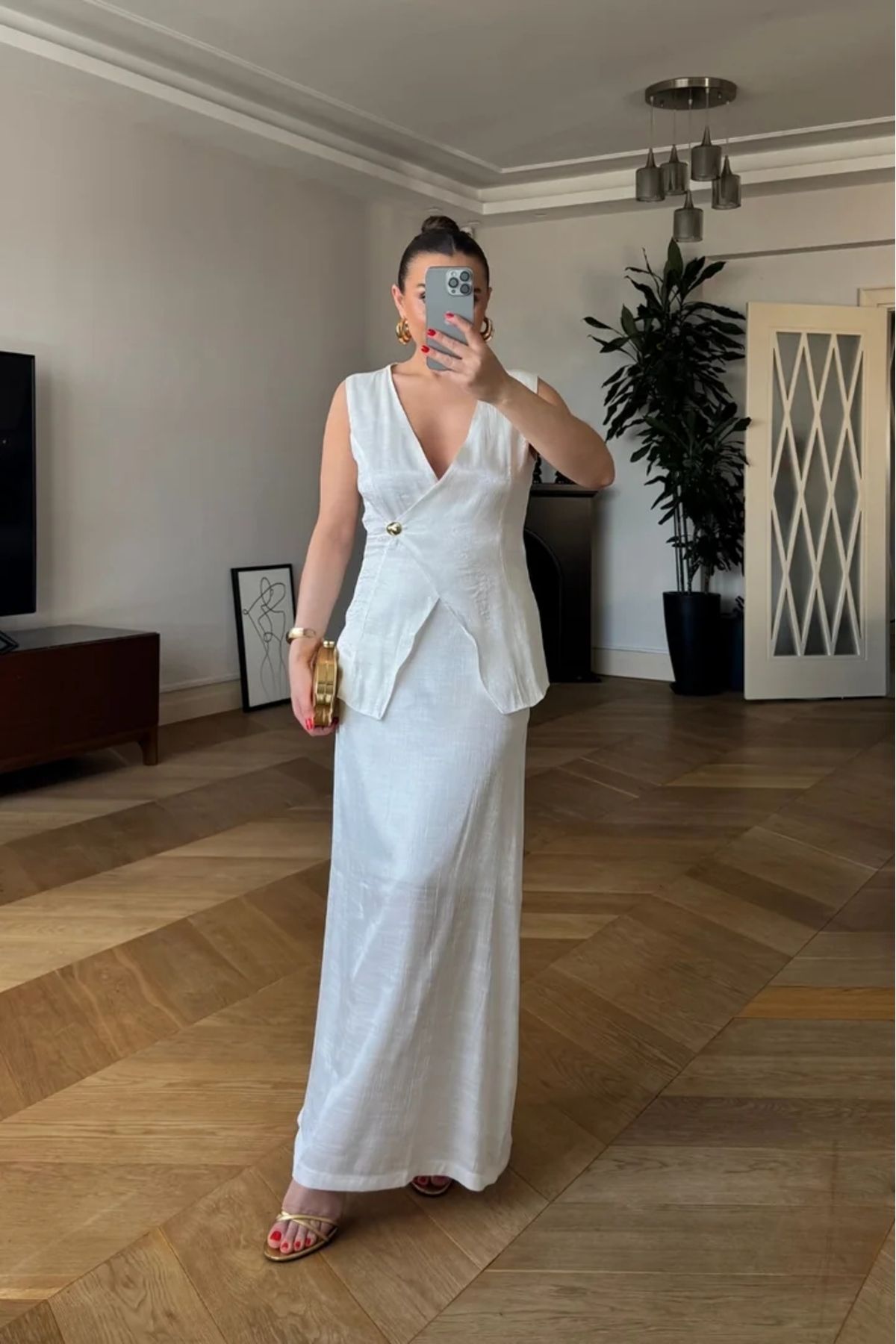 Tuba Butik Kruvaze Yelek Etek Kadın Takım