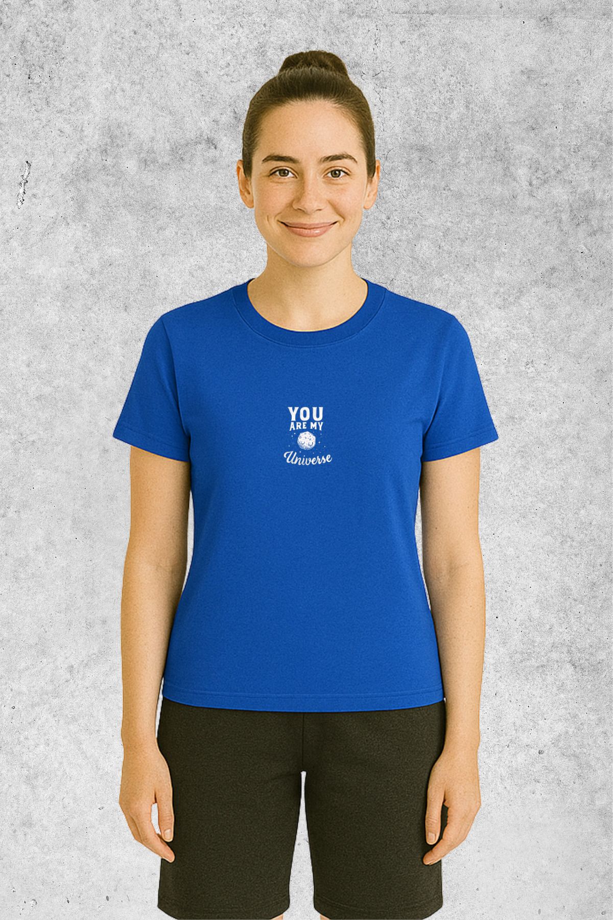 MOLICO Basic unisex sıfır yaka kısa kollu MY UNİVERSE BASKILI TSHİRT