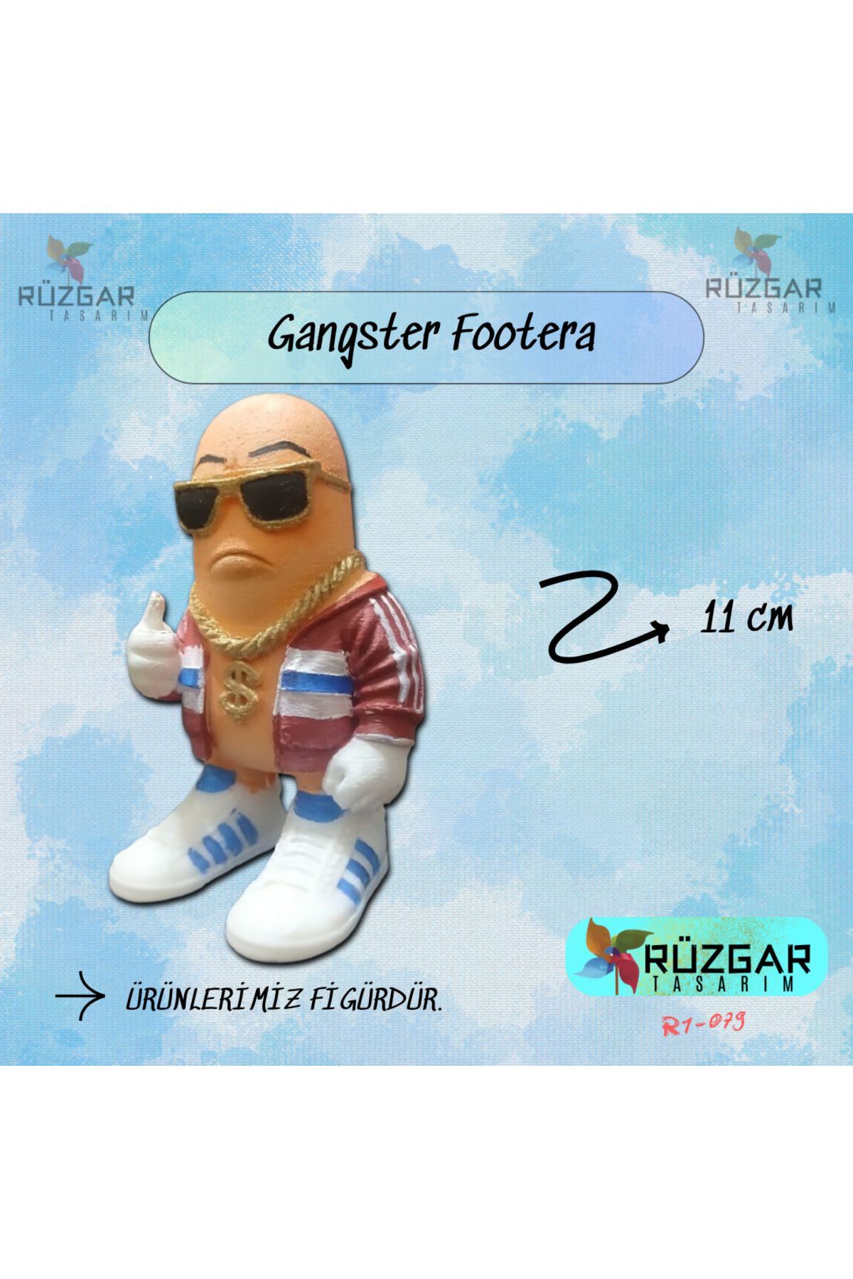 Rüzgar Tasarım Gangster Footera Tung Tung Sahur Karakteri 11 Cm Figür