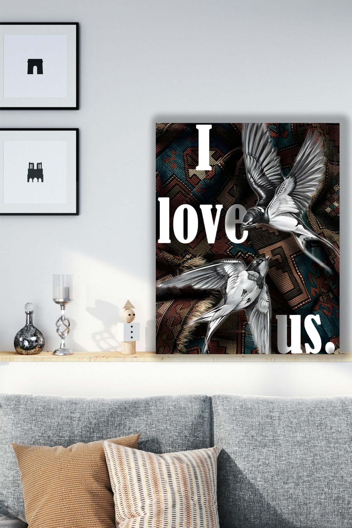 Martco I LOVE US | Kuş Görseli, Modern Kanvas | Canvas Tablo