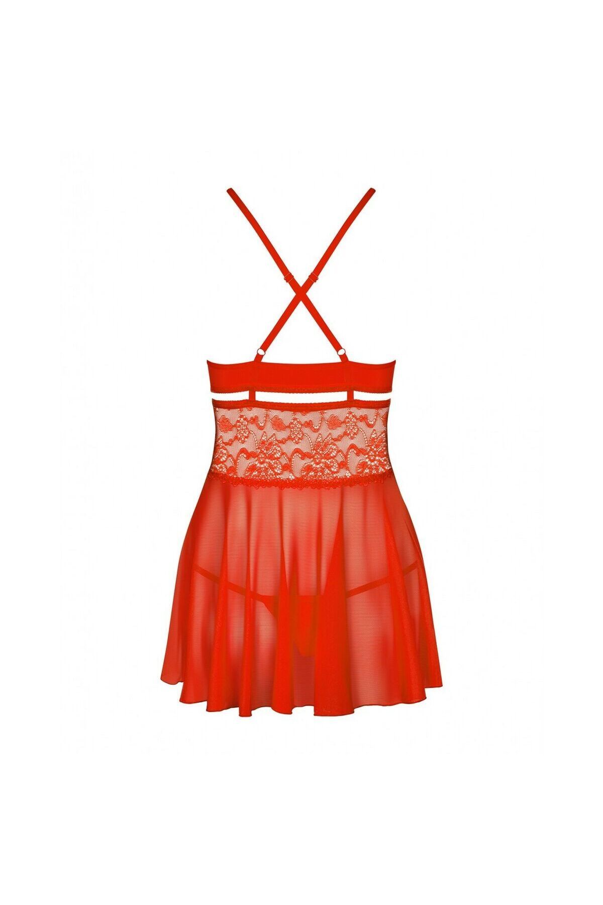 obsessive-Babydoll and Thong, Obsessive, XXL, Red 4