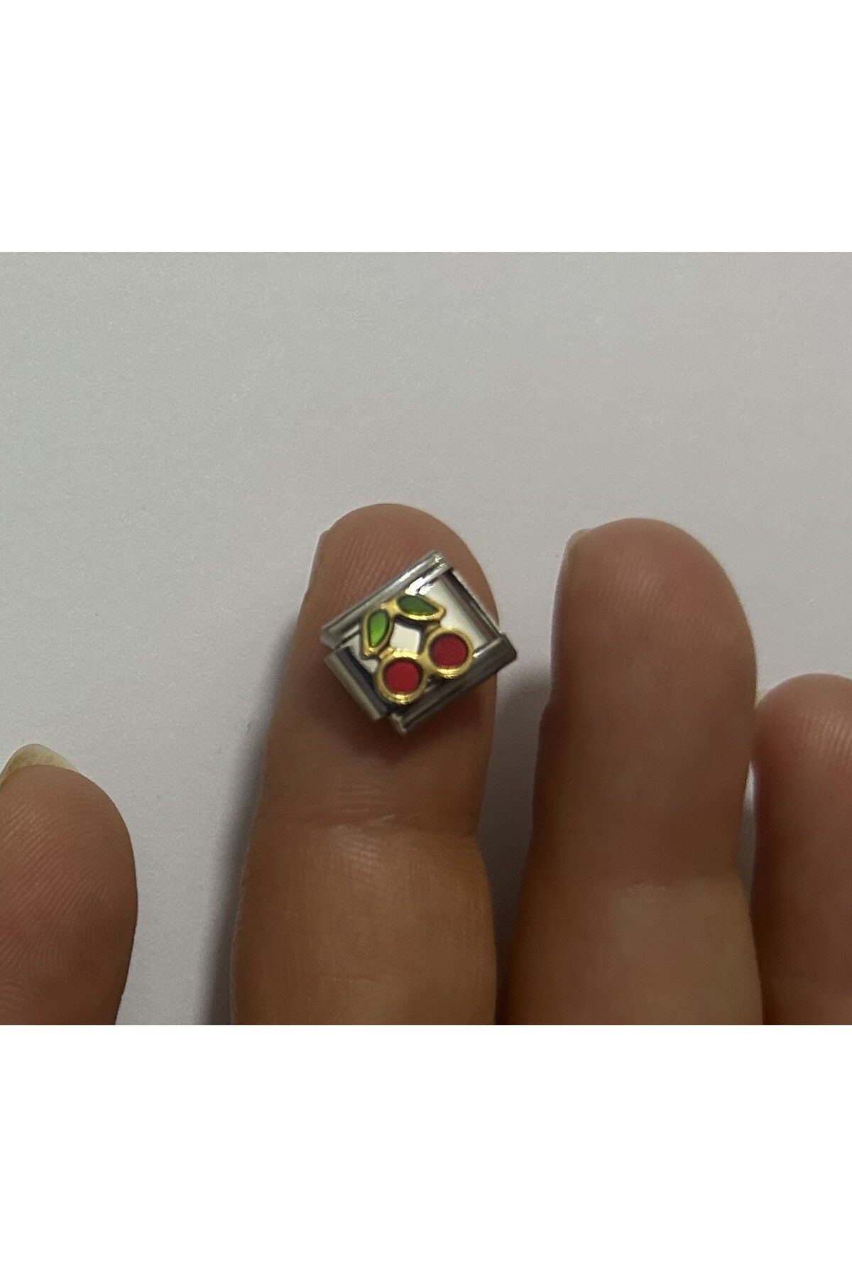 stainles steel ÇELİK SİLVER RENK KİRAZ FİGÜRLÜ CHARM