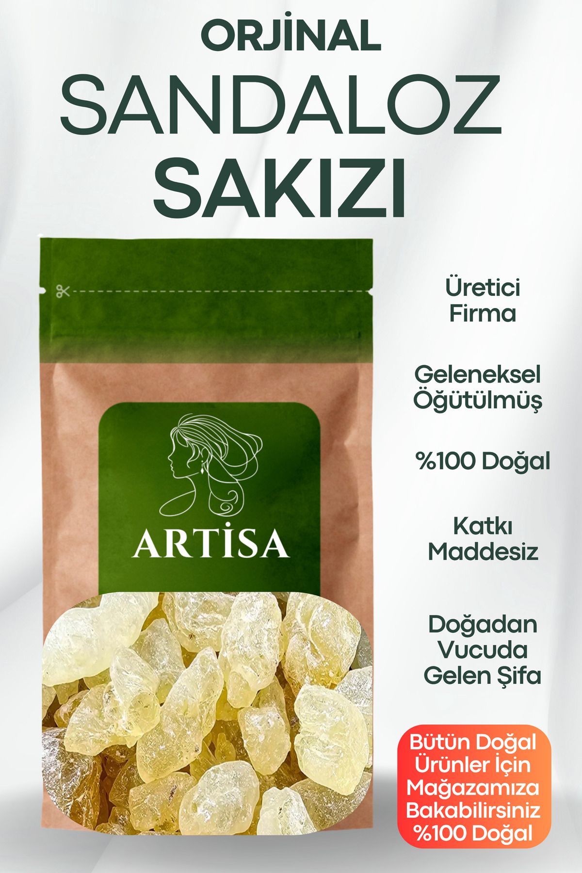 Artisa Doğal Sandaloz Sakızı 50 gr ( Taze Mahsül, Katkısız, Ekonomik )