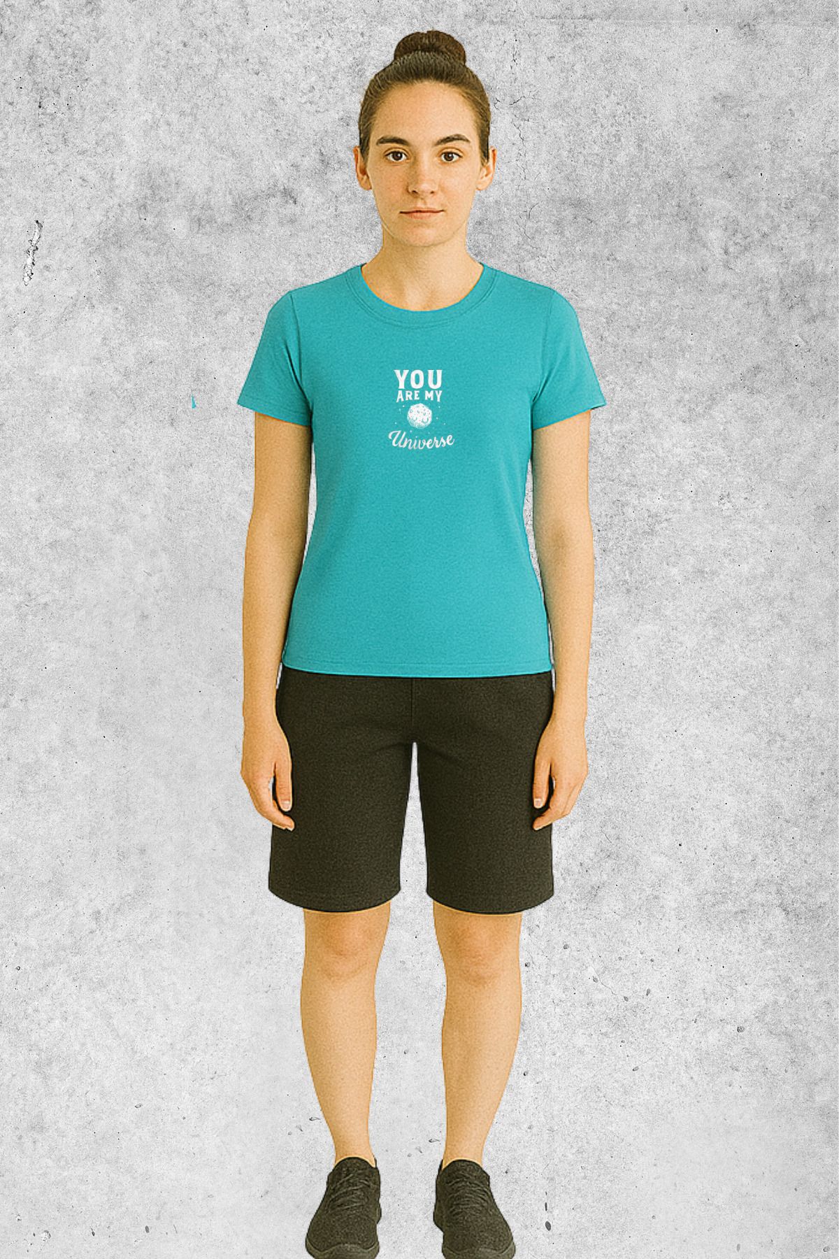 MOLICO Basic unisex sıfır yaka kısa kollu MY UNİVERSE BASKILI TSHİRT