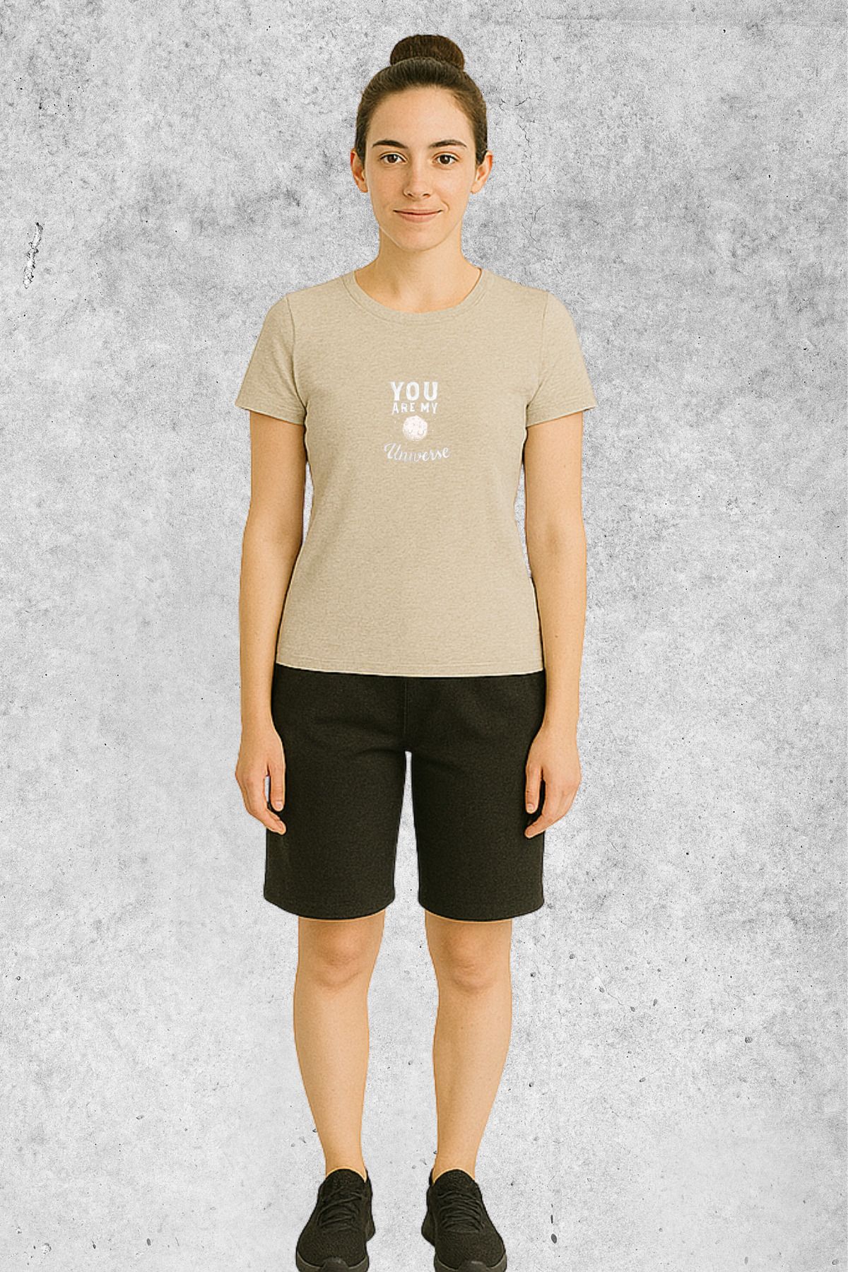 MOLICO Basic unisex sıfır yaka kısa kollu MY UNİVERSE BASKILI TSHİRT