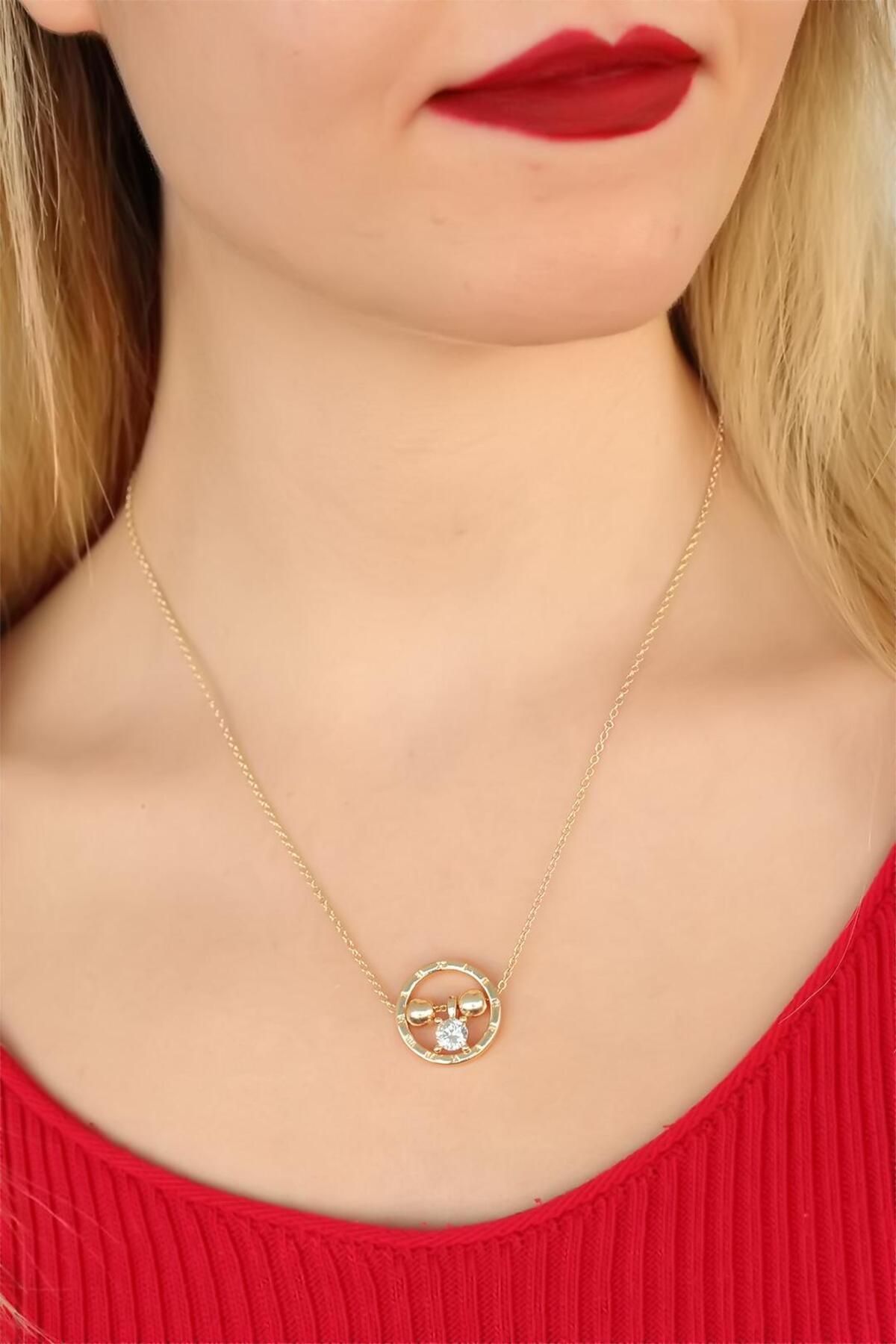 Goşenefmafe Gold Renk Taşlı Kolye