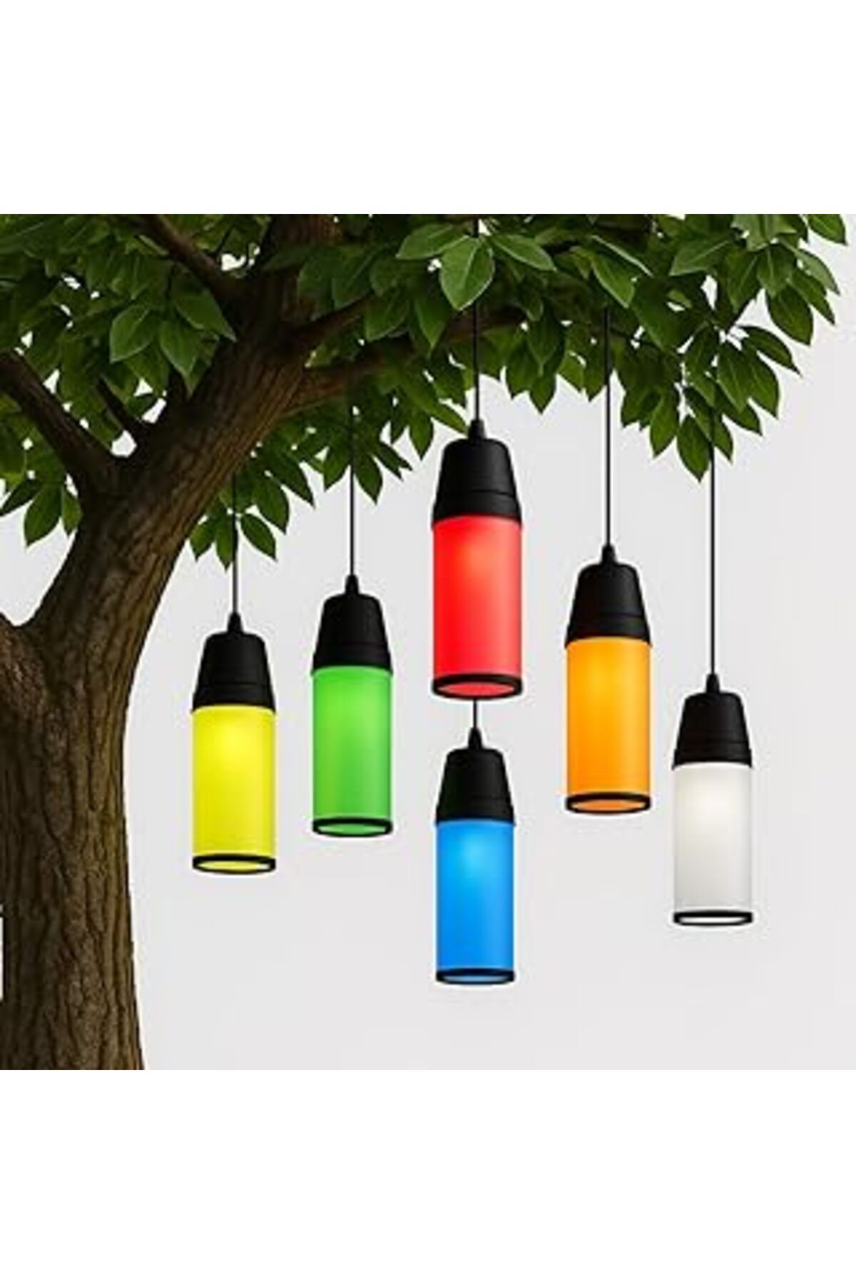 Mu Art Ahşap Kule Ağaç Feneri 6'Lı Set – 6 Renk – Ip54 Suya Dayanıklı Dış Mekan Dekoratif Aydınlatma – E27 Duylu
