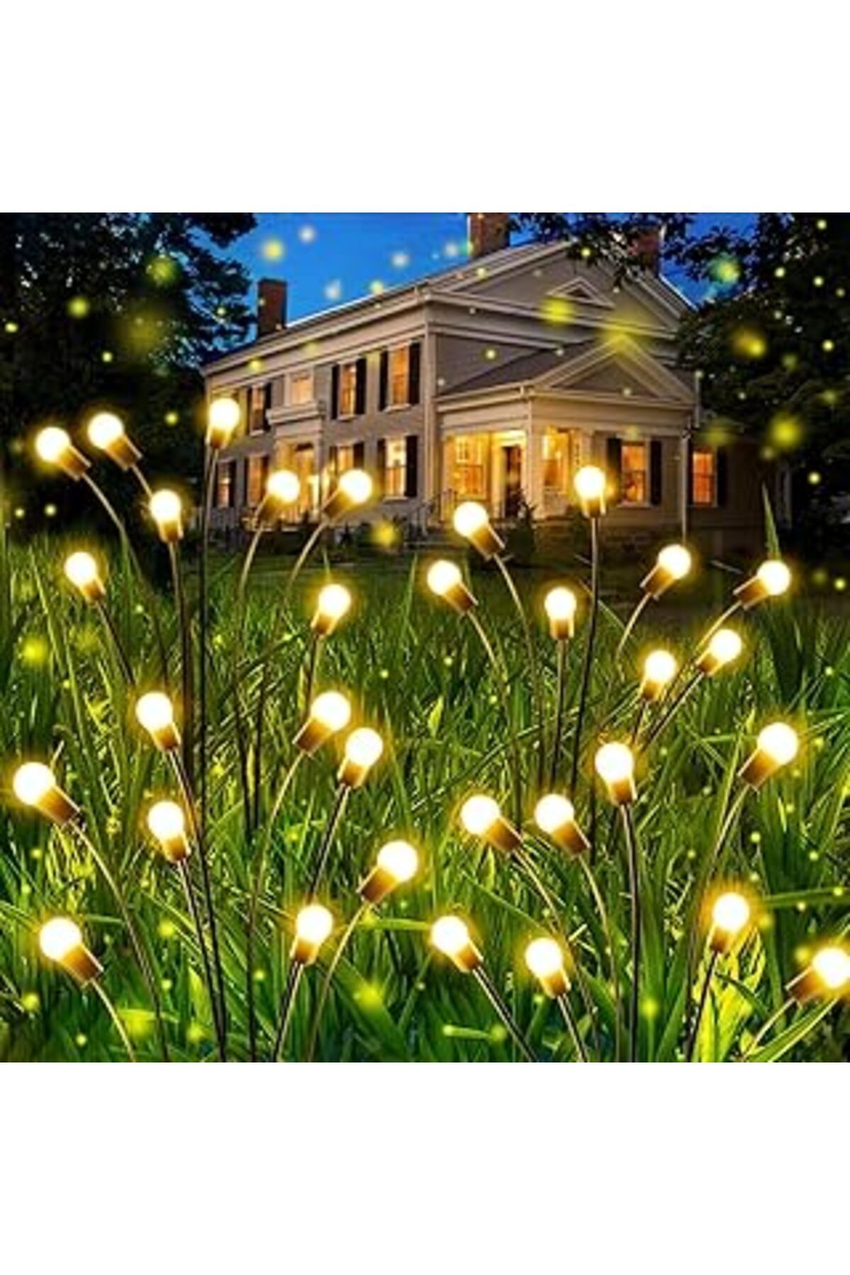 Mu Art Ahşap Robeve 2'Li Paket 6'Lı Ateş Böceği Bahçe Aydınlatması Solar Güneş Enerjisi Bahçe Aydınlatması Güneş