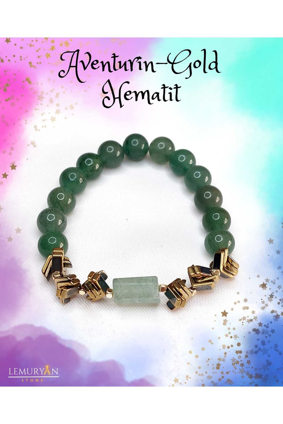 Herkimer Doğal Taş Aventurin & Hematit Doğaltaş Tasarım Bileklik