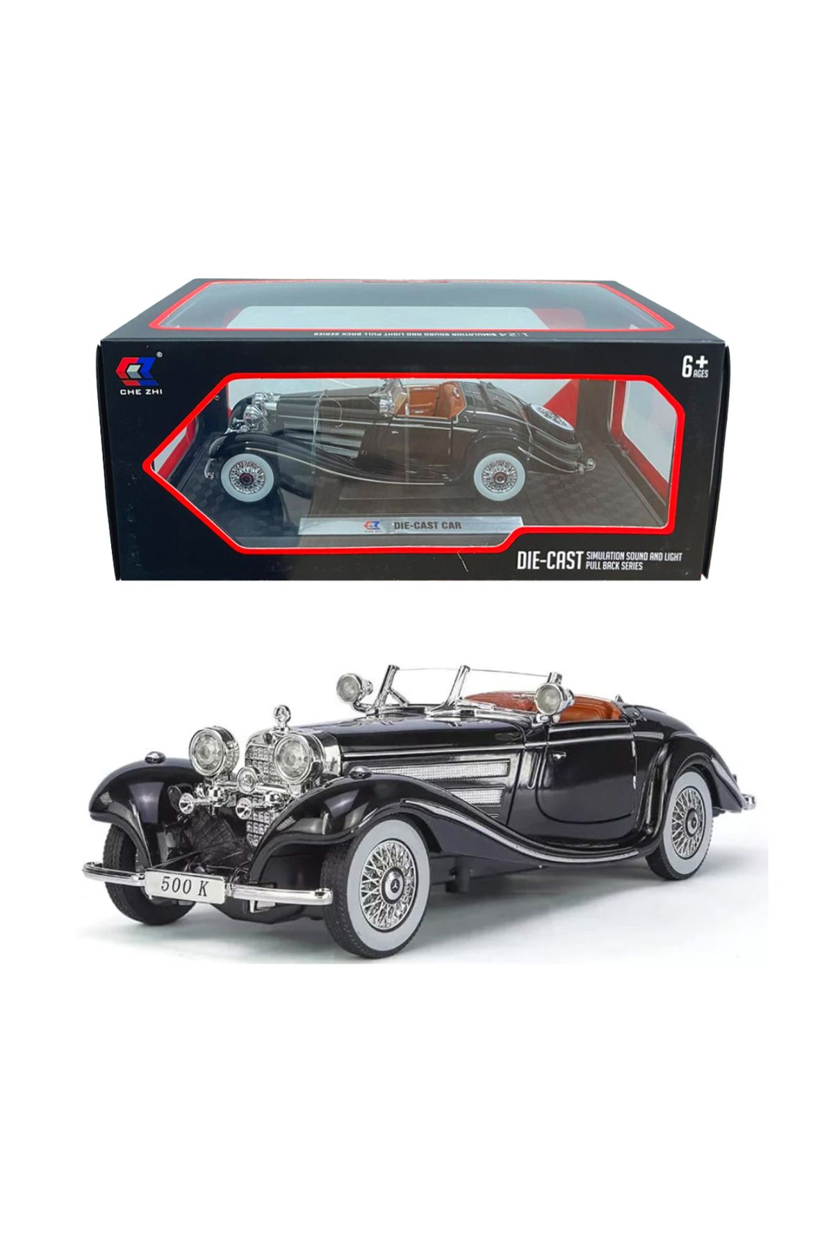 Banadabak SÜRTMELİ METAL ARABA CZ173B ROADSTER DİE CAST AÇILIR KAPI SESLİ PİLLİ 1:24 6+(1 ADET FİYATIDIR)