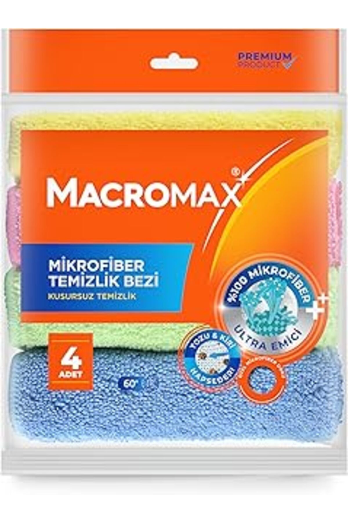 Mu Art Ahşap Macromax Mikrofiber Temizlik Bezi 4'Lü Paket, Çok Amaçlı Toz Alma Ve Yüzey Silme Bezi