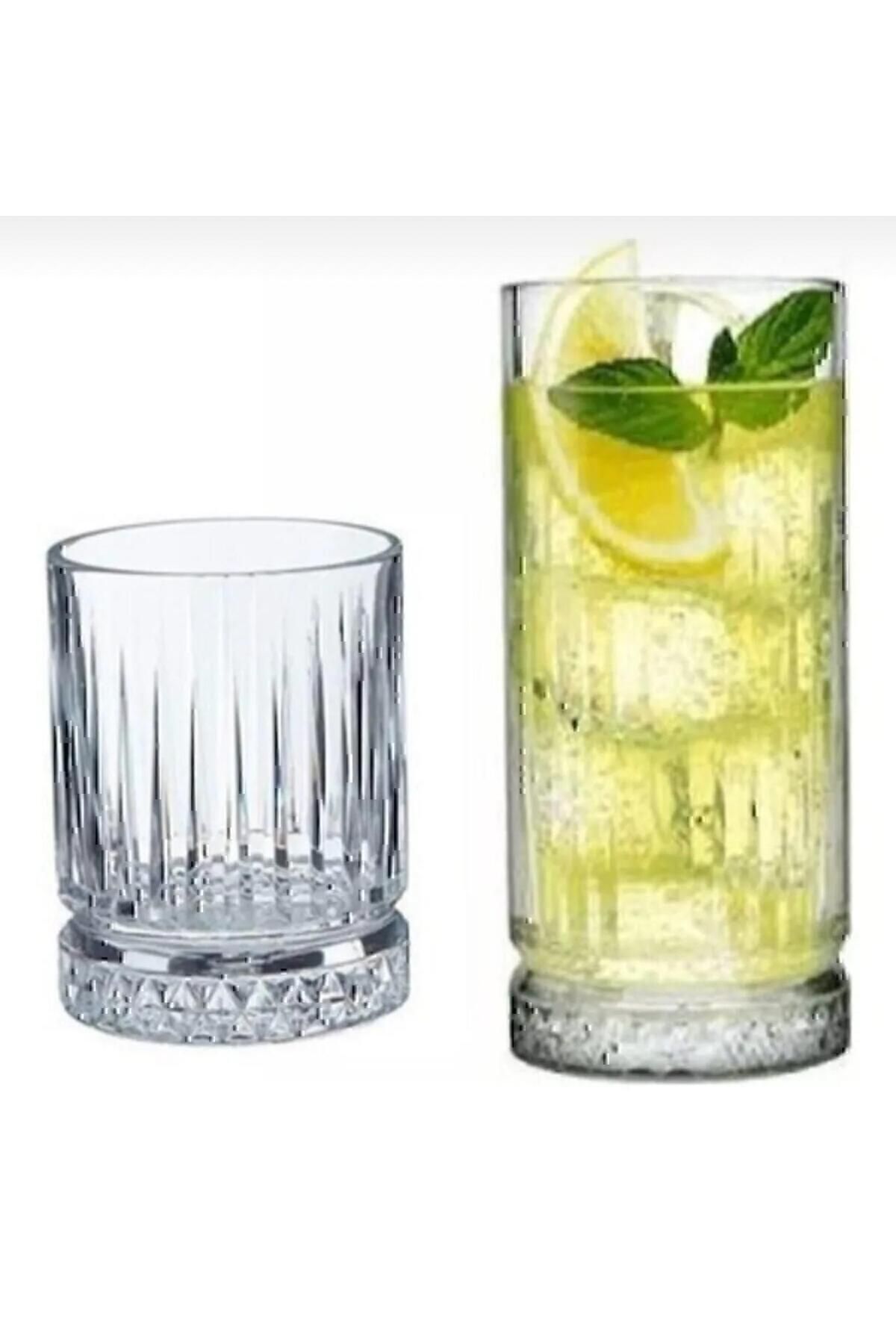 MERTİVAS 🥂 6+6 Toplam 12'li Meşrubat Bardağı Seti Elysia görünüm–Viski meşrubat bardağı