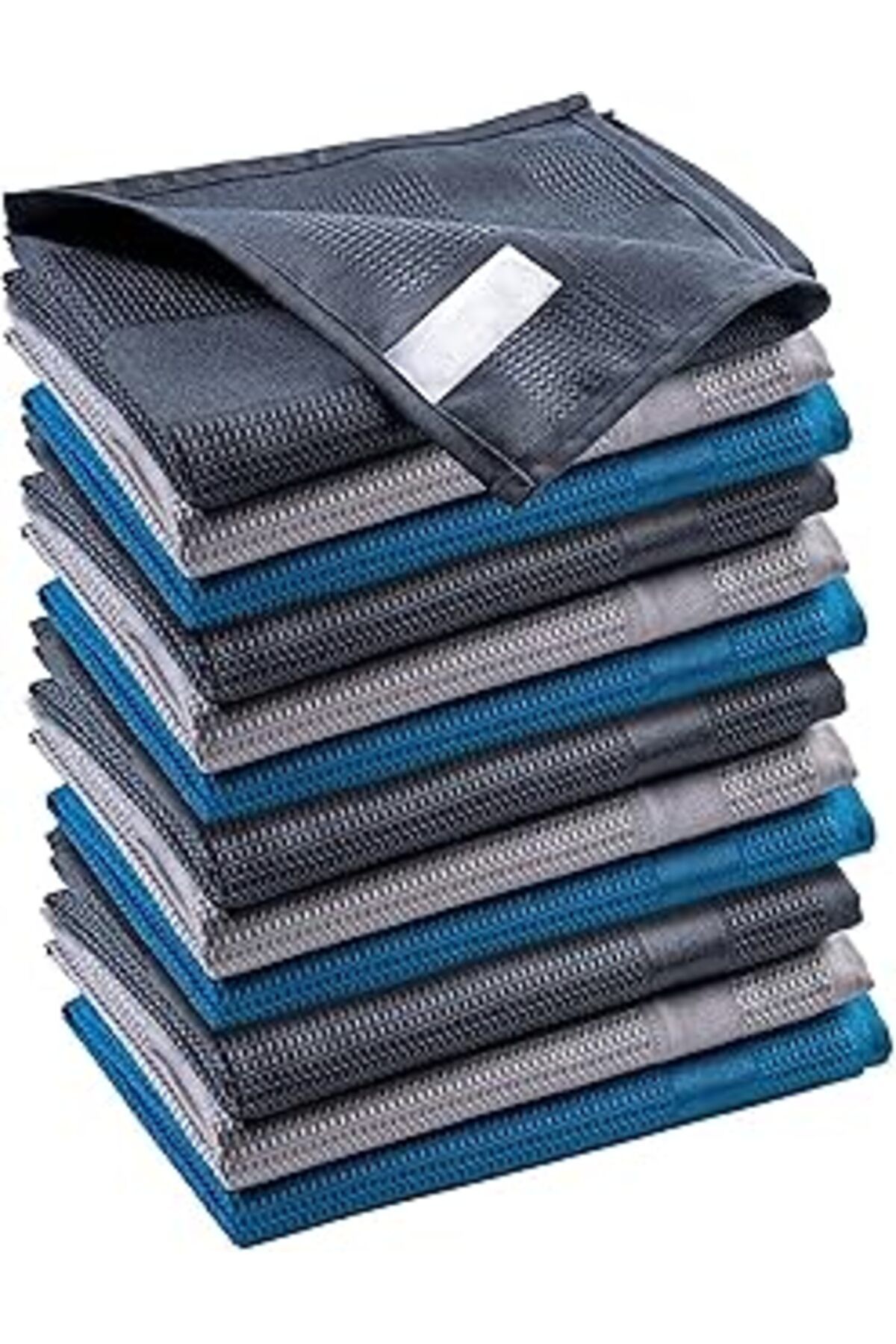 Mu Art Ahşap Promosyonca Mikrofiber Temizlik Bezi, 3 Lü Set, Gri-Beyaz-Mavi Renk