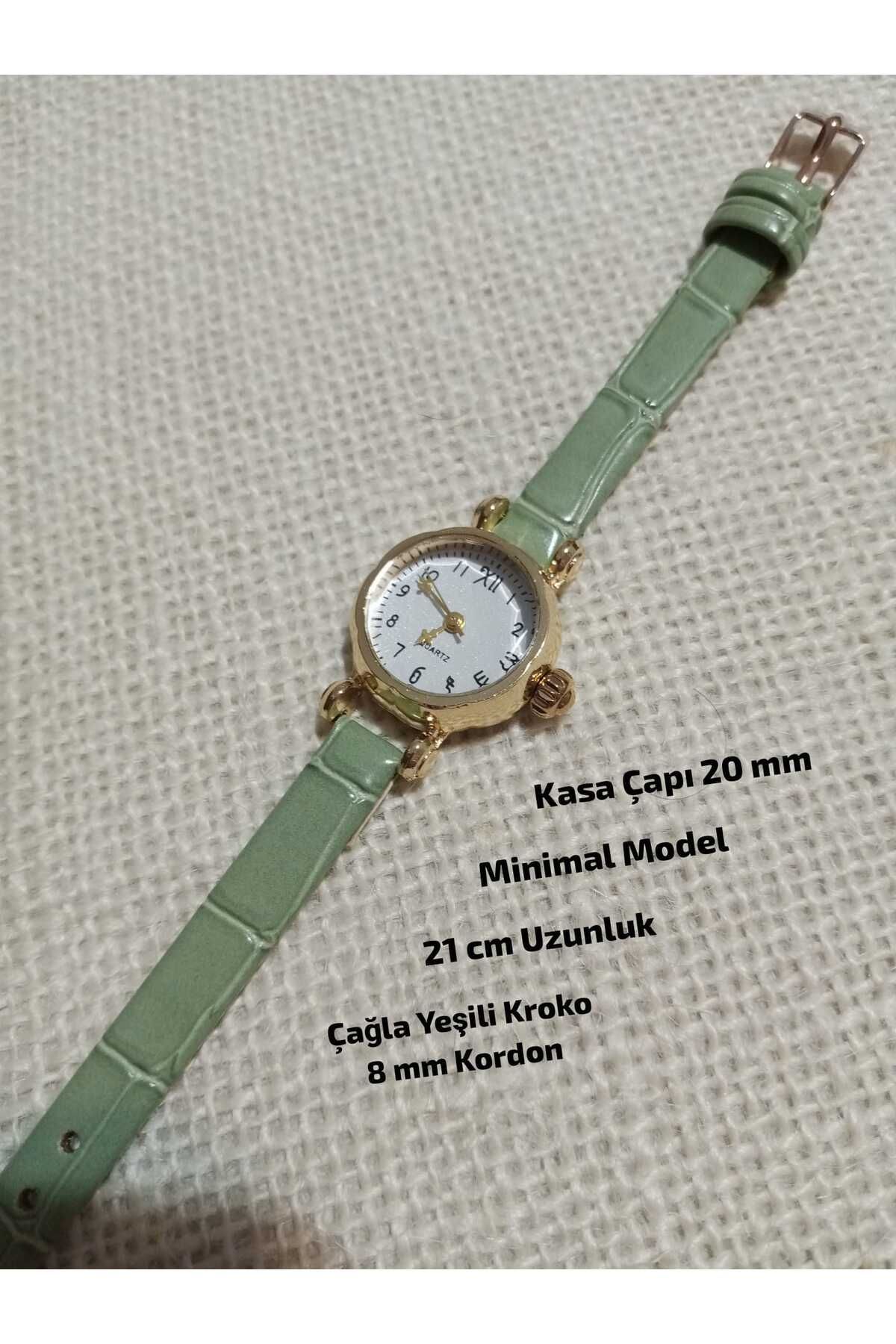 Brality Retro Minimal Model RAKAMLI Vintage Still GOLD Kasa Kadın Kol Saati.. Çağla Yeşili Kordon 0112