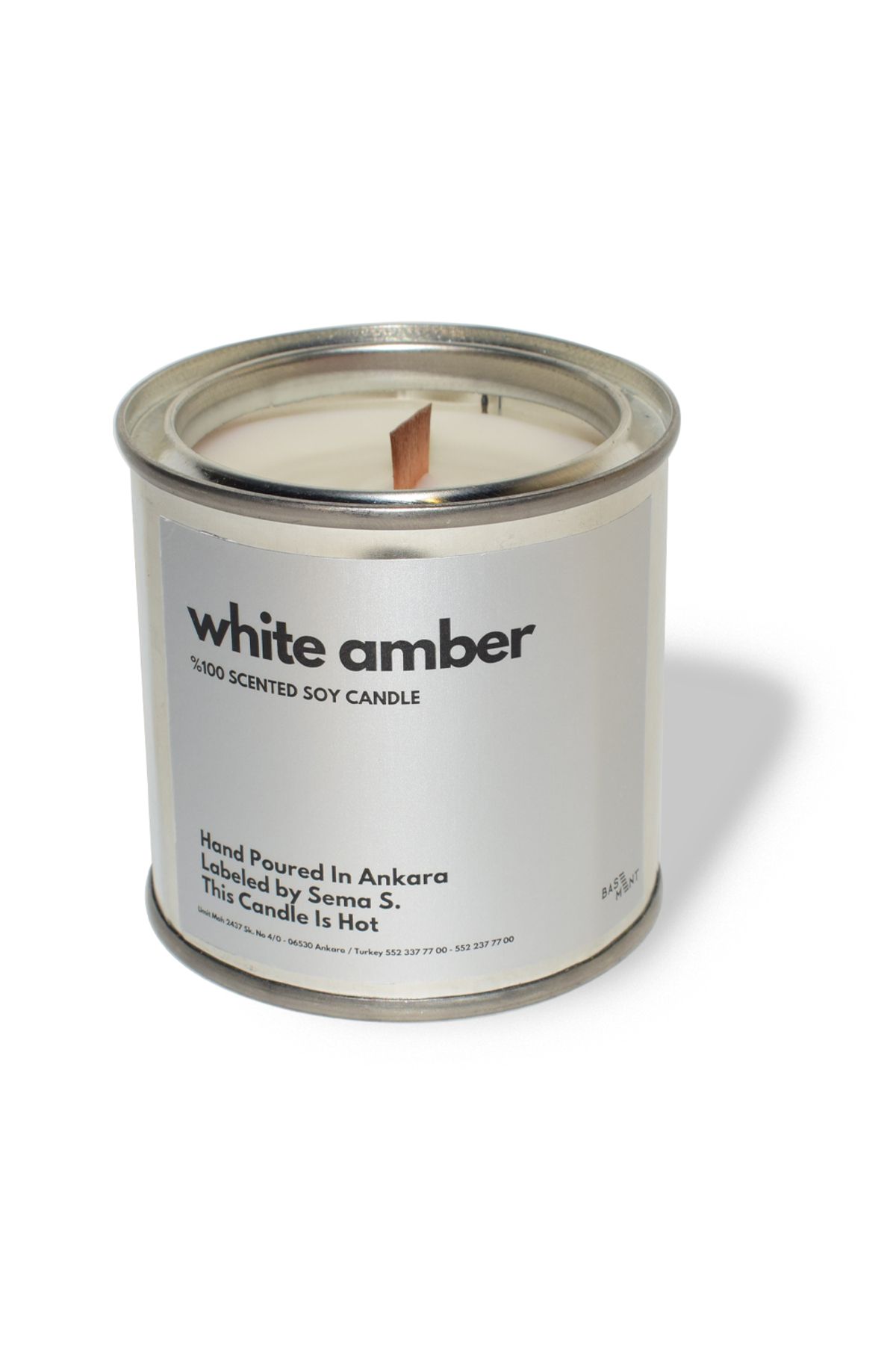 Basement Atellier Metal Kapta Esanslarla Zenginleşen Dekoratif Soya Mum : 280 gr : White Amber