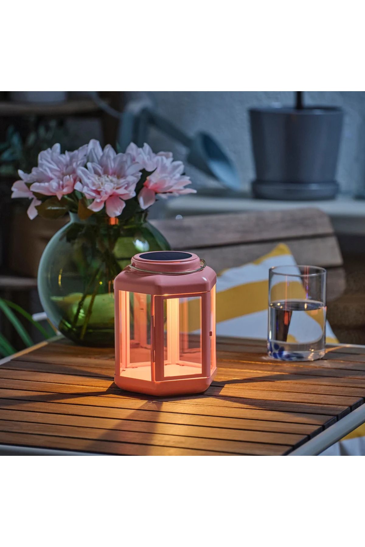 IKEA Solvinden 17 cm Pembe Solar Güneş Enerjili Çelik Masa ve Gece Lambası Otomatik Yanar
