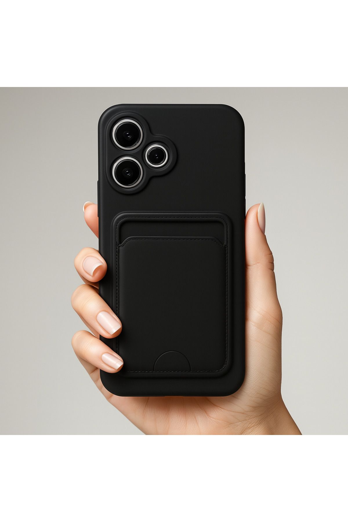 Rivor Xiaomi Redmi 13 Uyumlu Kılıf Kamera Korumalı Kartlıklı Cüzdanlı İçi Kadife Kartvizitli Silikon Kapak