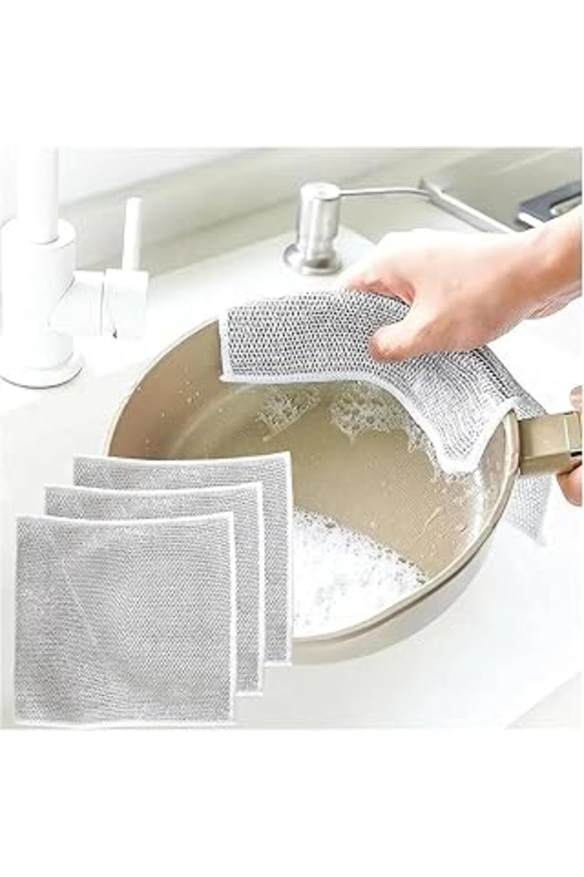 Mu Art Ahşap Telli Bulaşık Bezi (5 Adet Çoklu Paket) Çizdirmez Bulaşık Teli,Çok Amaçlı Ovalama Bezi (5 Adet Çokl