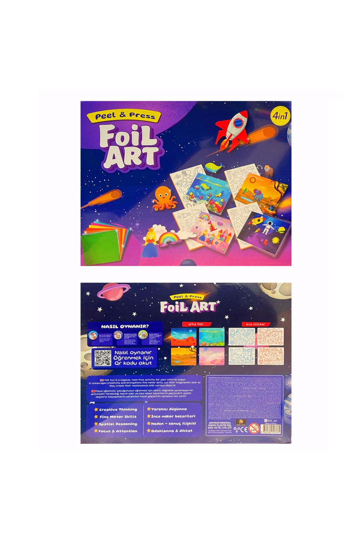 Banadabak ART PEEL PRESS METALİZE ÇIKARTMA SANATI 4İN1 3+(1 ADET FİYATIDIR)