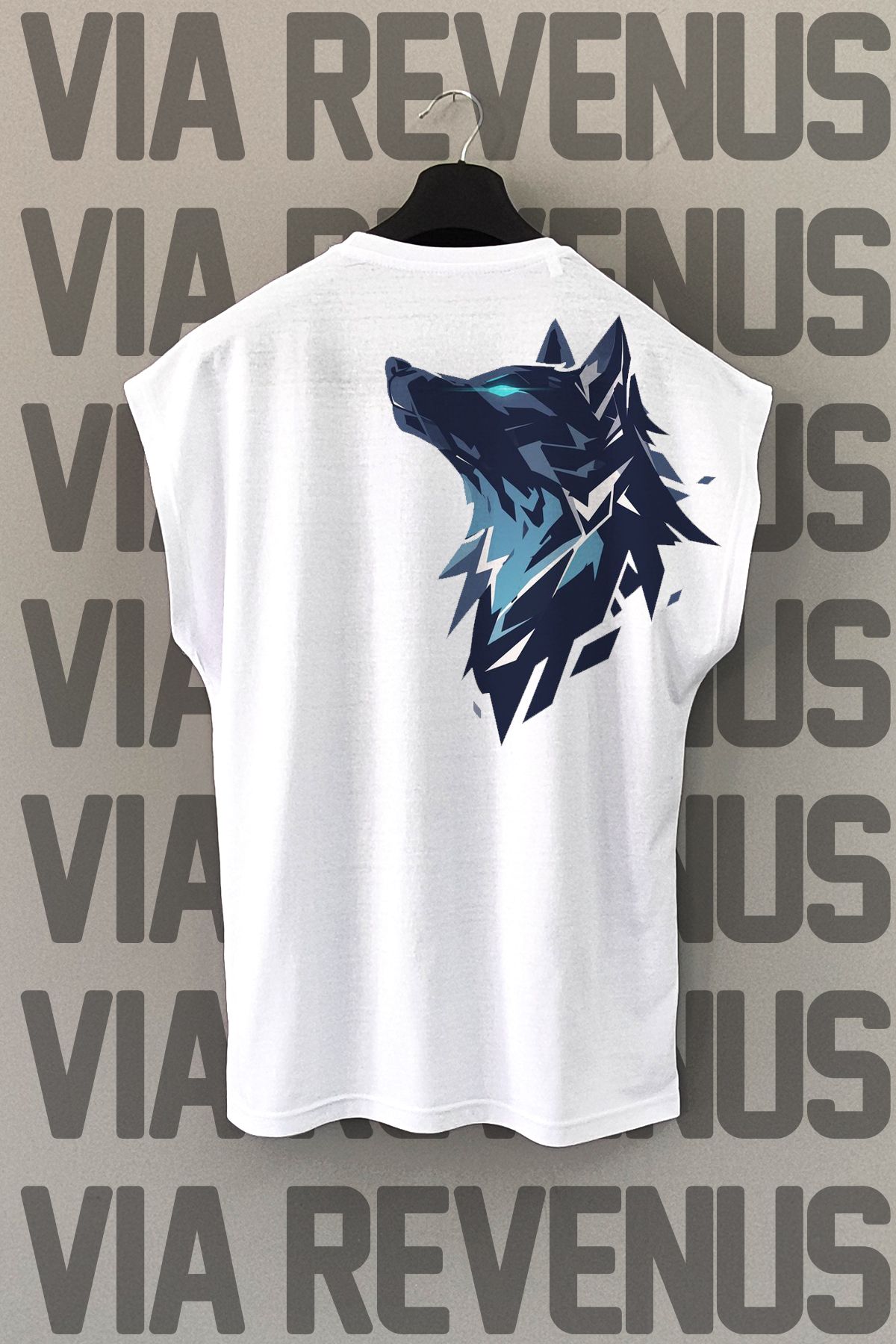 Vordevia Kurt Sırt Baskılı Sıfır Kollu Bisiklet Yaka Spor Tshirt