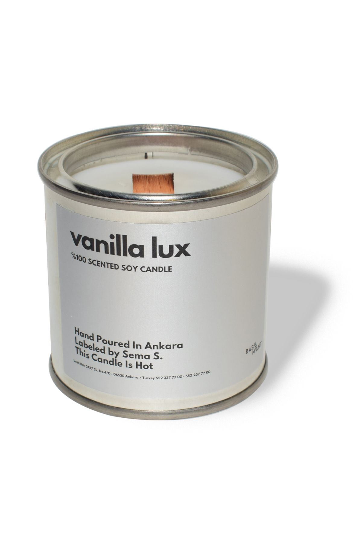 Basement Atellier Metal Kapta Esanslarla Zenginleşen Dekoratif Soya Mum : 280 gr : Vanilla Lux