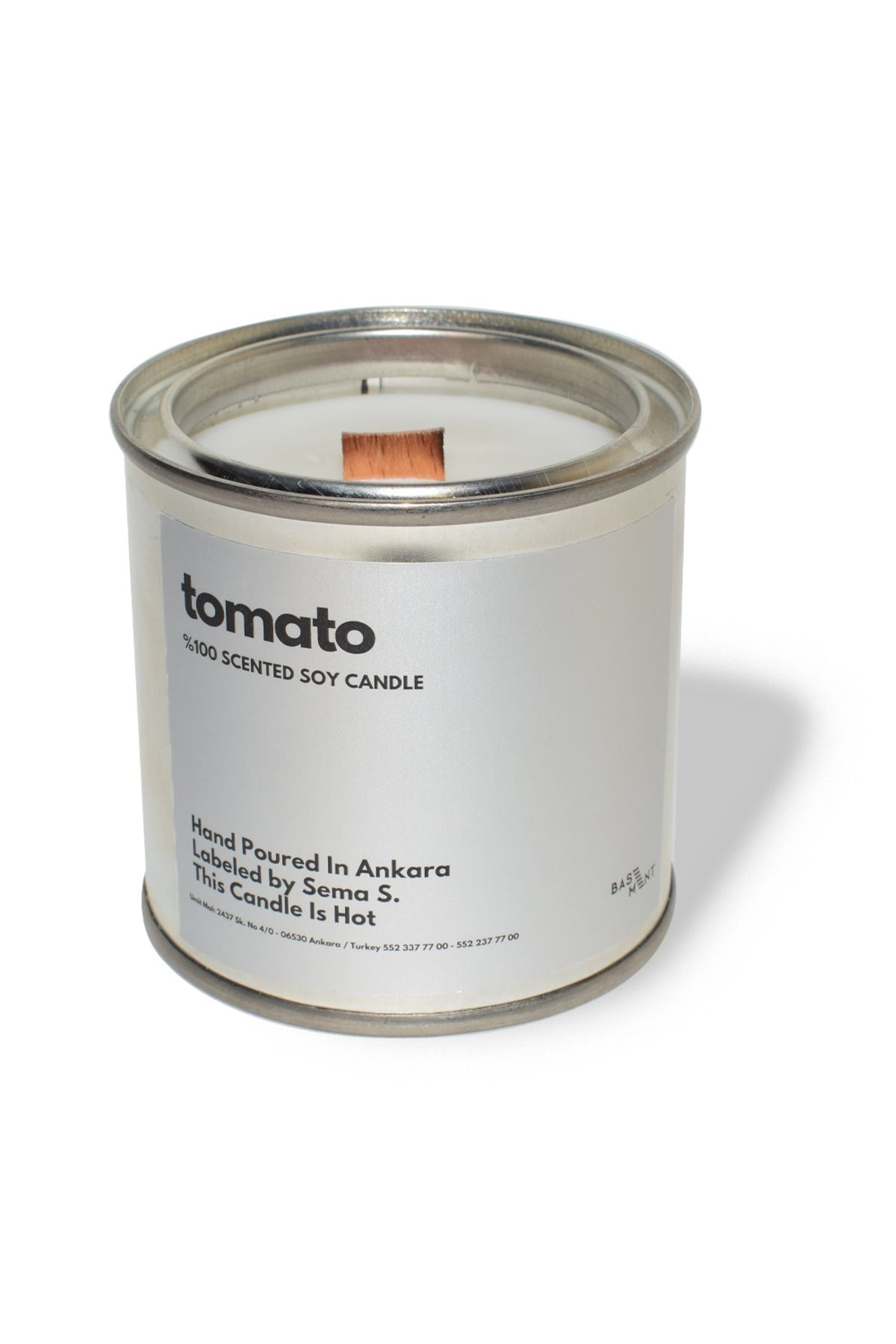 Basement Atellier Metal Kapta Esanslarla Zenginleşen Dekoratif Soya Mum : 280 gr : Tomato