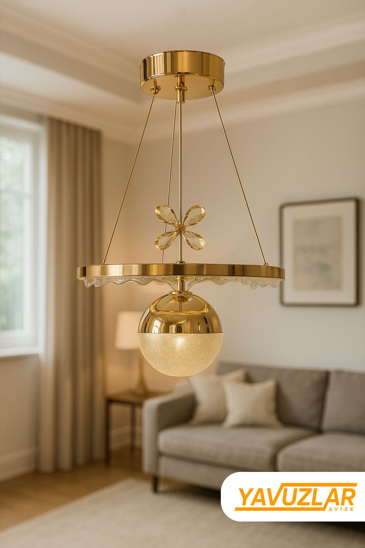 Store Rose 3 Renk Işık Özellikli Modern Gold Kaplama Sarkıt Led Avize Salon Mutfak Avize