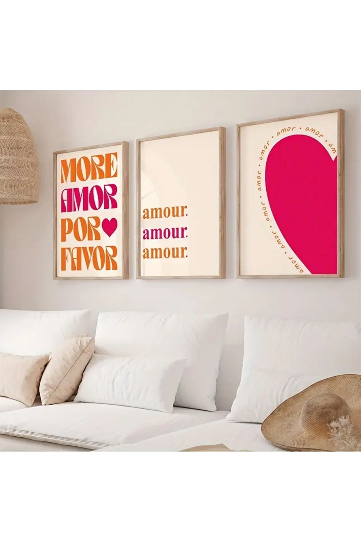 512 STORE 3'lü Estetik Amor Duvar Dekor Yazı Modern Çerçevesiz Poster