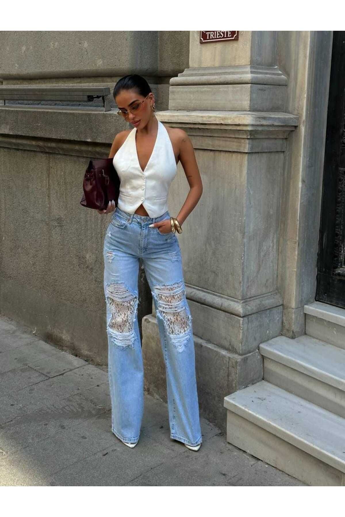 dshee woman Dantel Detaylı Naomi Jean Pantolon