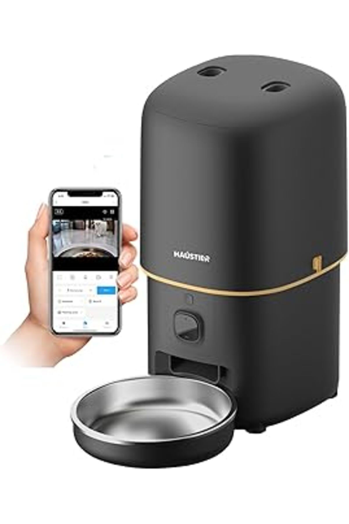Mu Art Ahşap Haustier Pf05 Kameralı 1080P Fhd Gece Görüş Akıllı Otomatik Kedi Mama Kabı, Tuya App-Wifi Uzaktan K