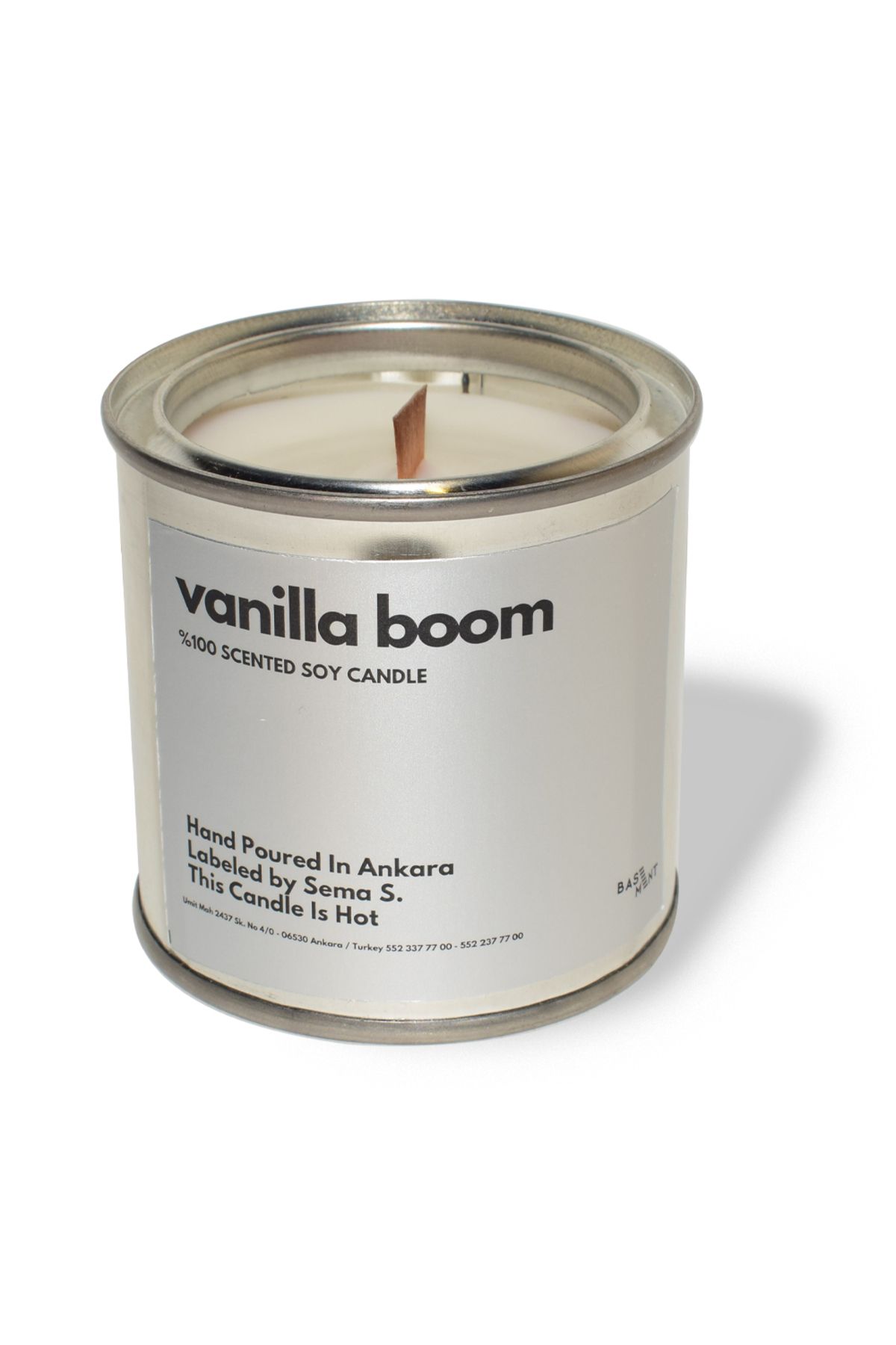 Basement Atellier Metal Kapta Esanslarla Zenginleşen Dekoratif Soya Mum : 280 gr : Vanilla Boom