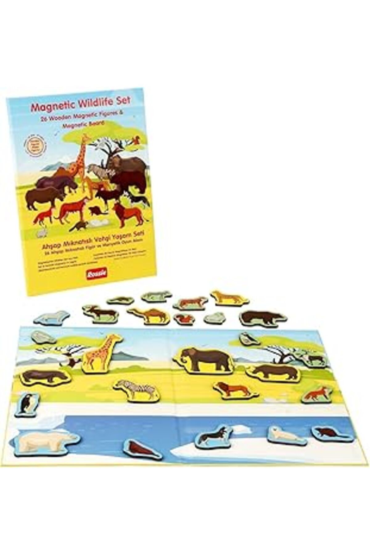 Mu Art Ahşap Rossie 48401 Ahşap Mıknatıslı Vahşi Yaşam Oyun Seti Mıknatıslı Oyun Alanı, Çok Renkli