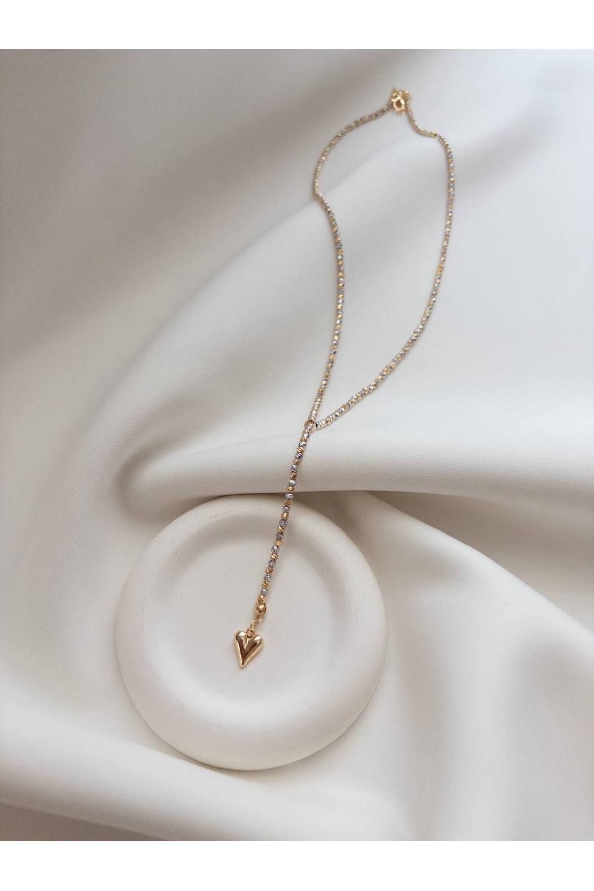 Minne Jewelry-Accessory Dorika Kolye - Sallantılı Dorika Kolye - Gümüş ve Altın Renkli Dorika Kolye