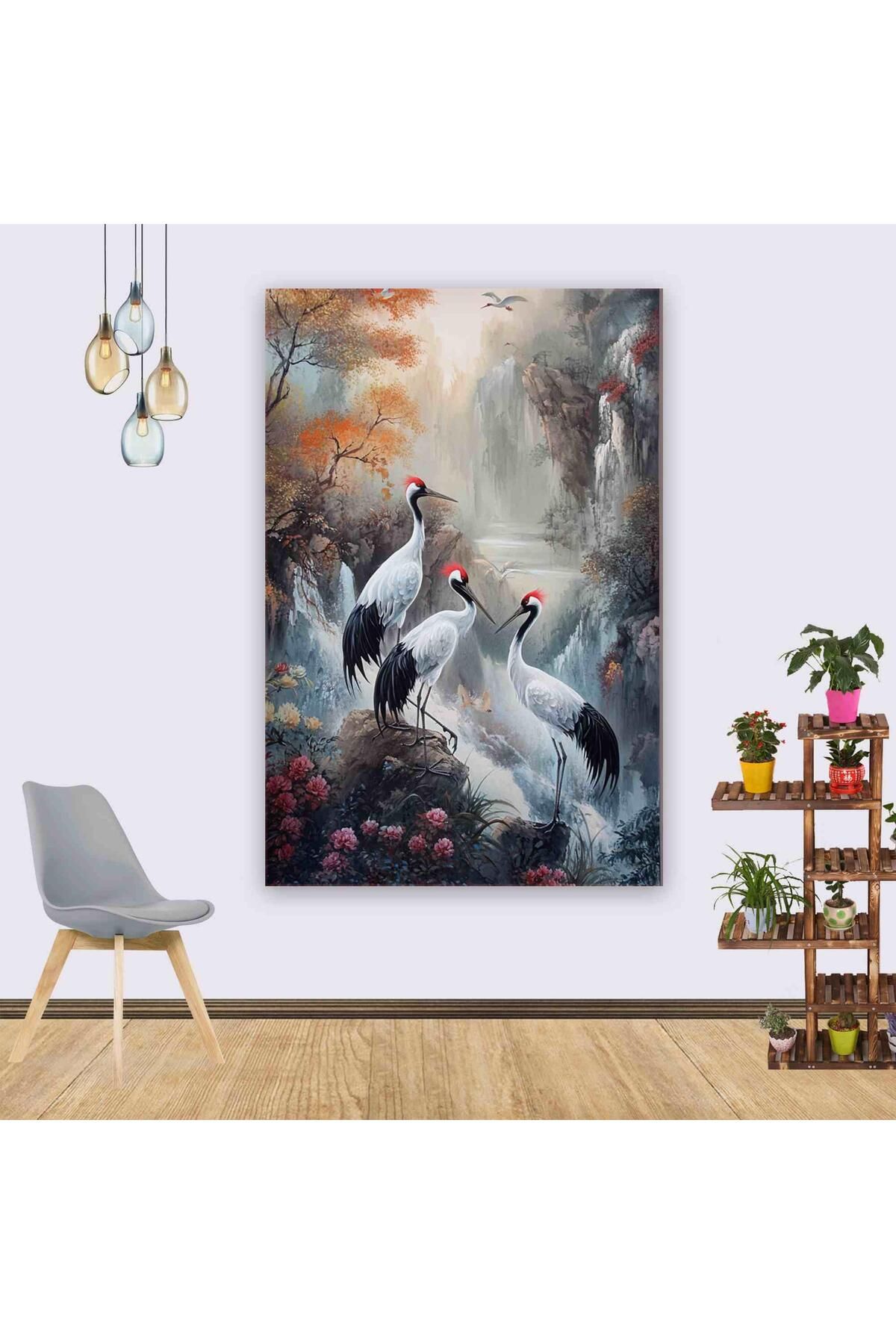Ritmo Canvas Kırmızı Taçlı Turnalar Kanvas Tablo