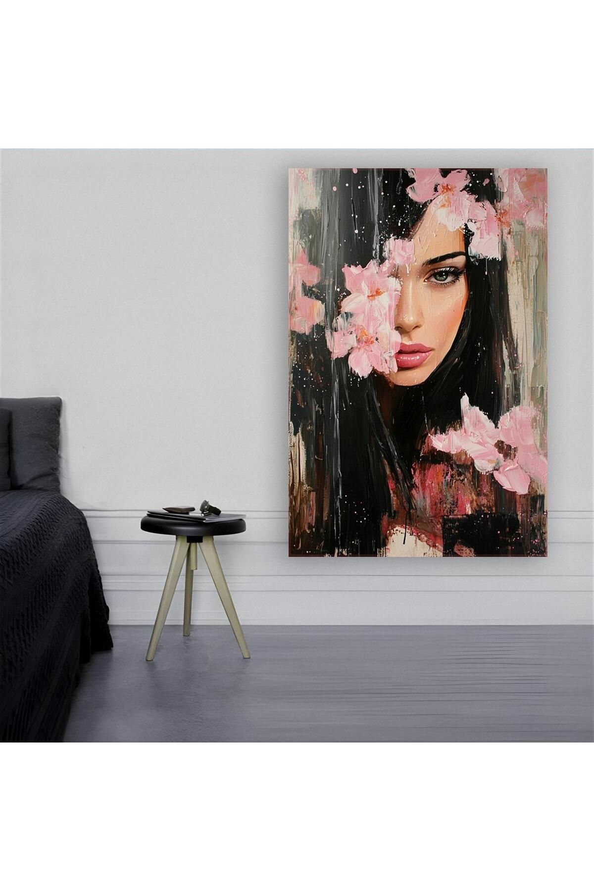 Ritmo Canvas Çiçekler ve Kadın Portresi Kanvas Tablo