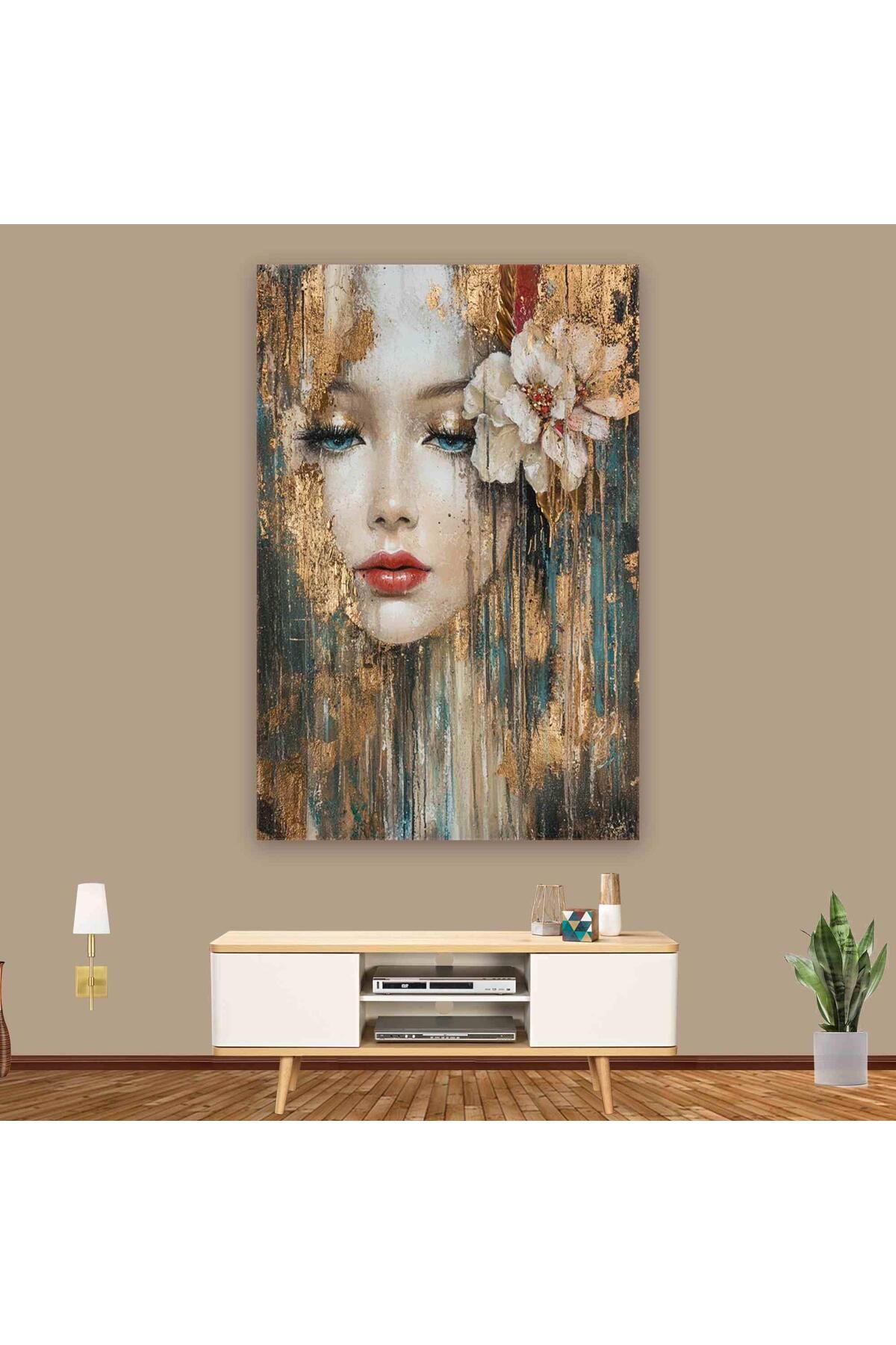 Ritmo Canvas Altın Saçlı Kadın Portre Kanvas Tablo