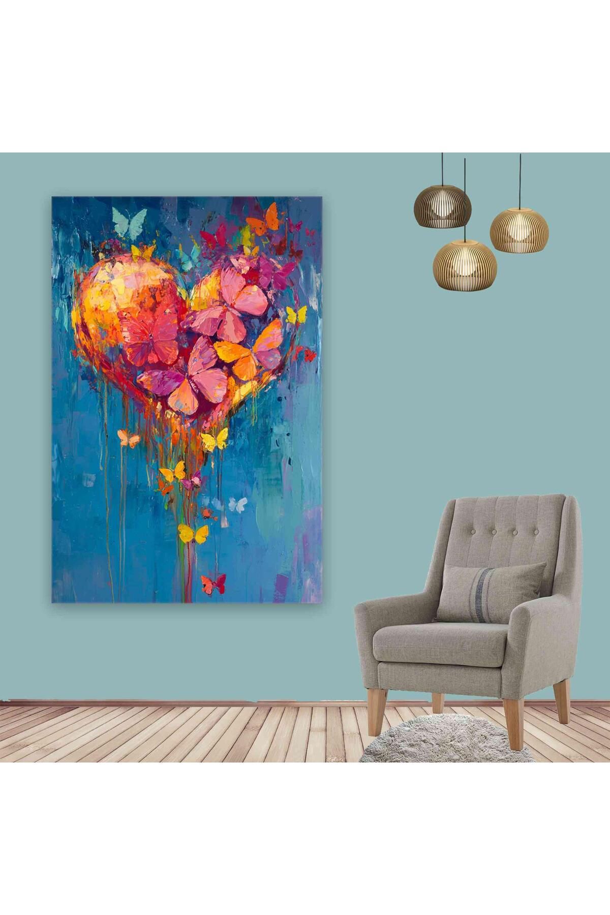 Ritmo Canvas Kalp Kelebek Kanvas Tablo