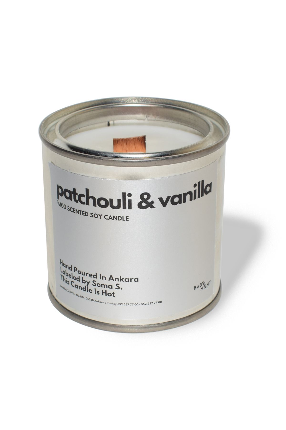 Basement Atellier Metal Kapta Esanslarla Zenginleşen Dekoratif Soya Mum : 280 gr : Patchouli & Vanilla