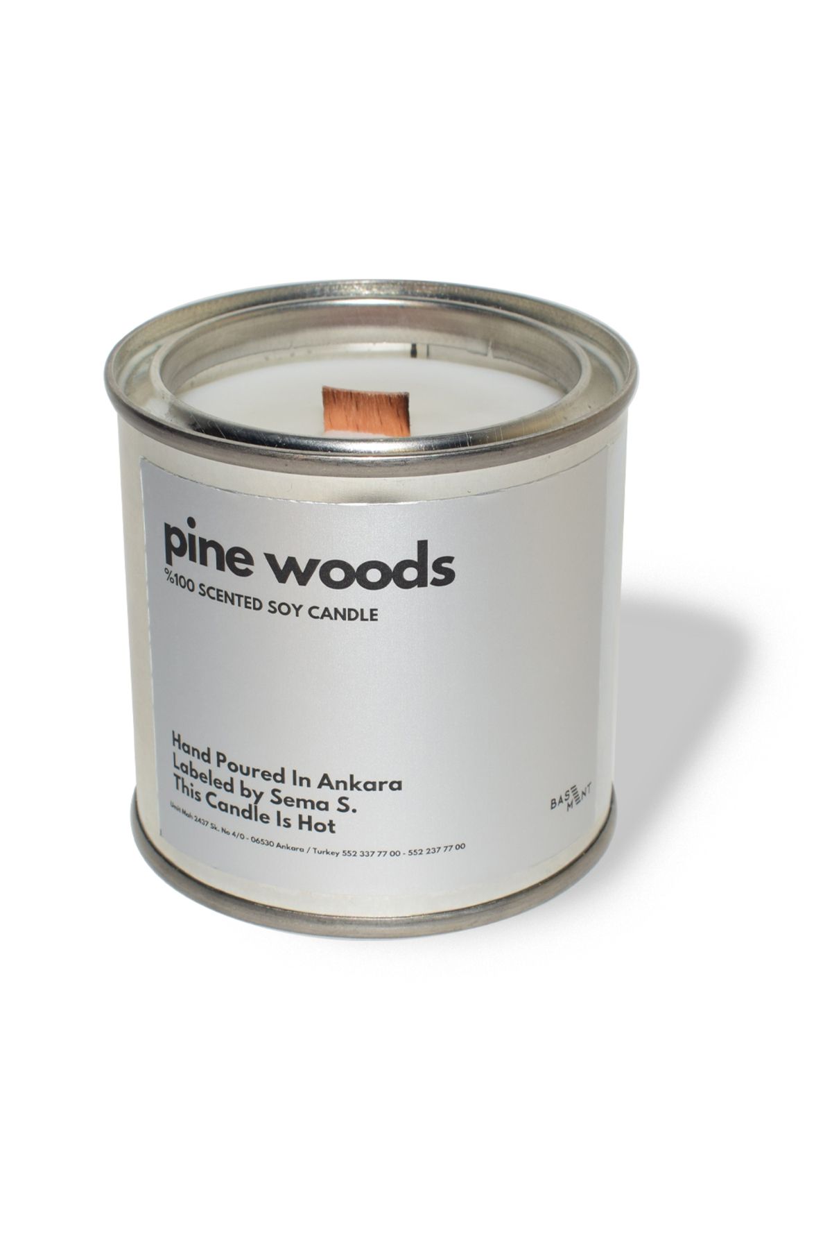 Basement Atellier Metal Kapta Esanslarla Zenginleşen Dekoratif Soya Mum : 280 gr : Pine Woods