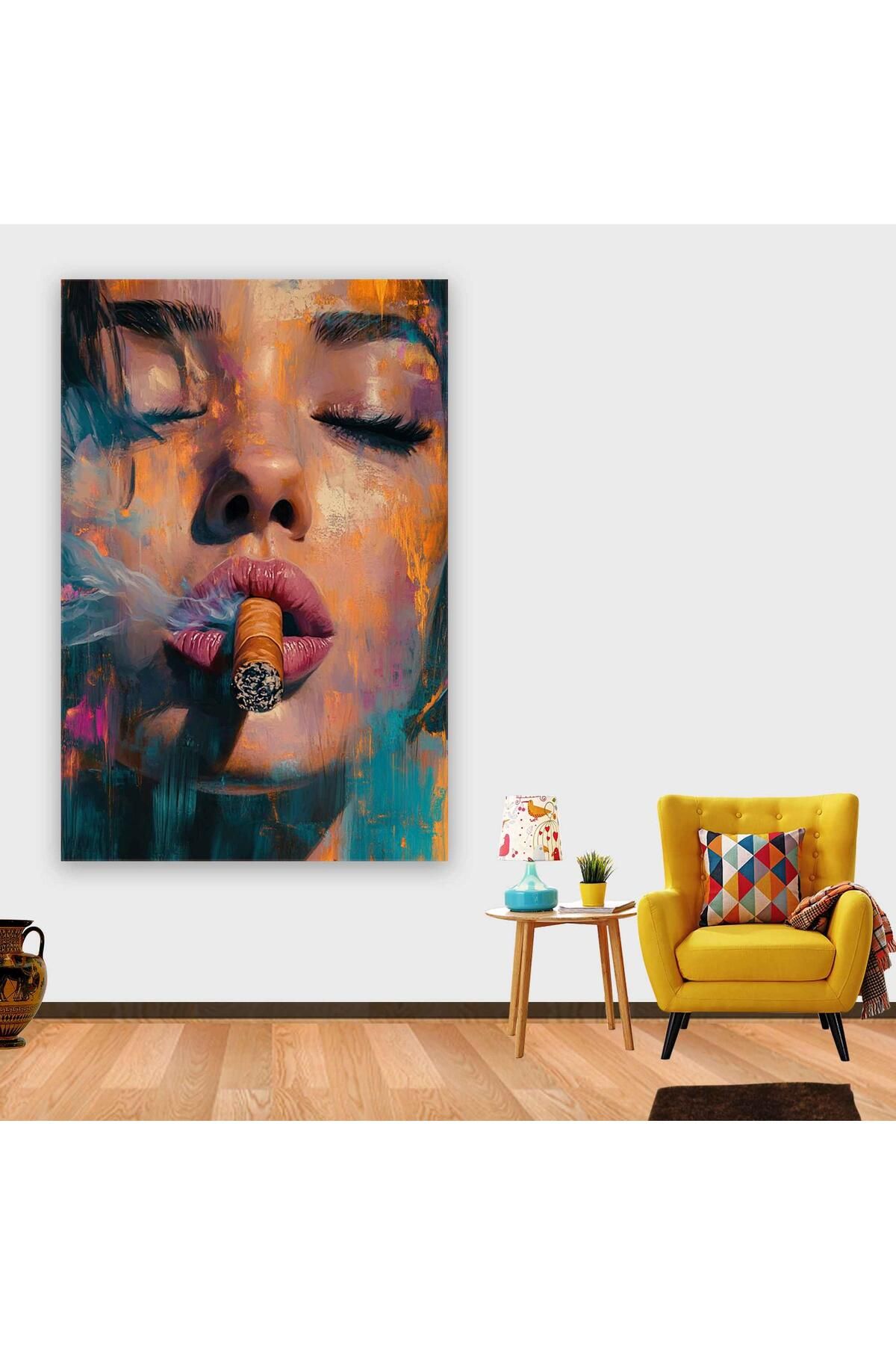 Ritmo Canvas Puro İçen Kadın Portre Kanvas Tablo