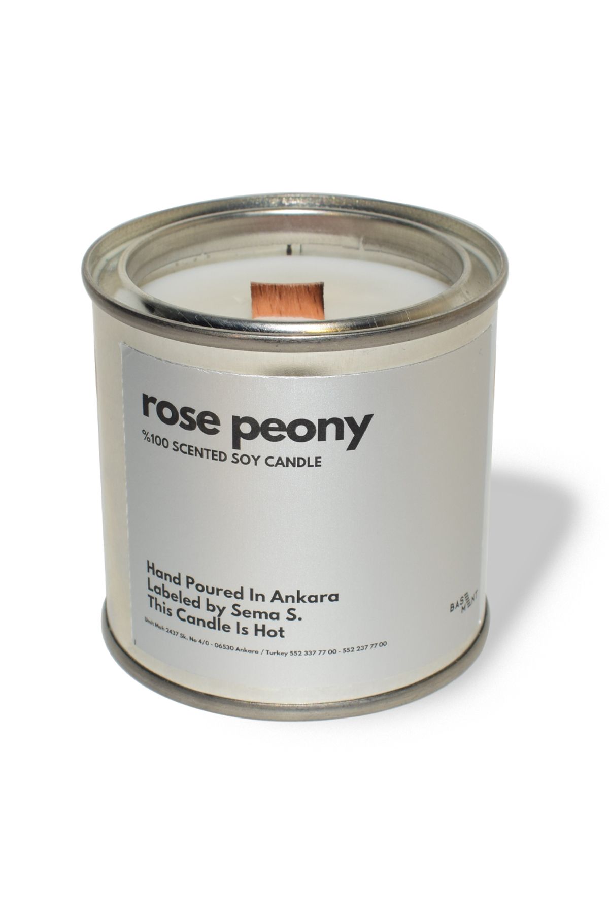 Basement Atellier Metal Kapta Esanslarla Zenginleşen Dekoratif Soya Mum : 280 gr : Rose Peony