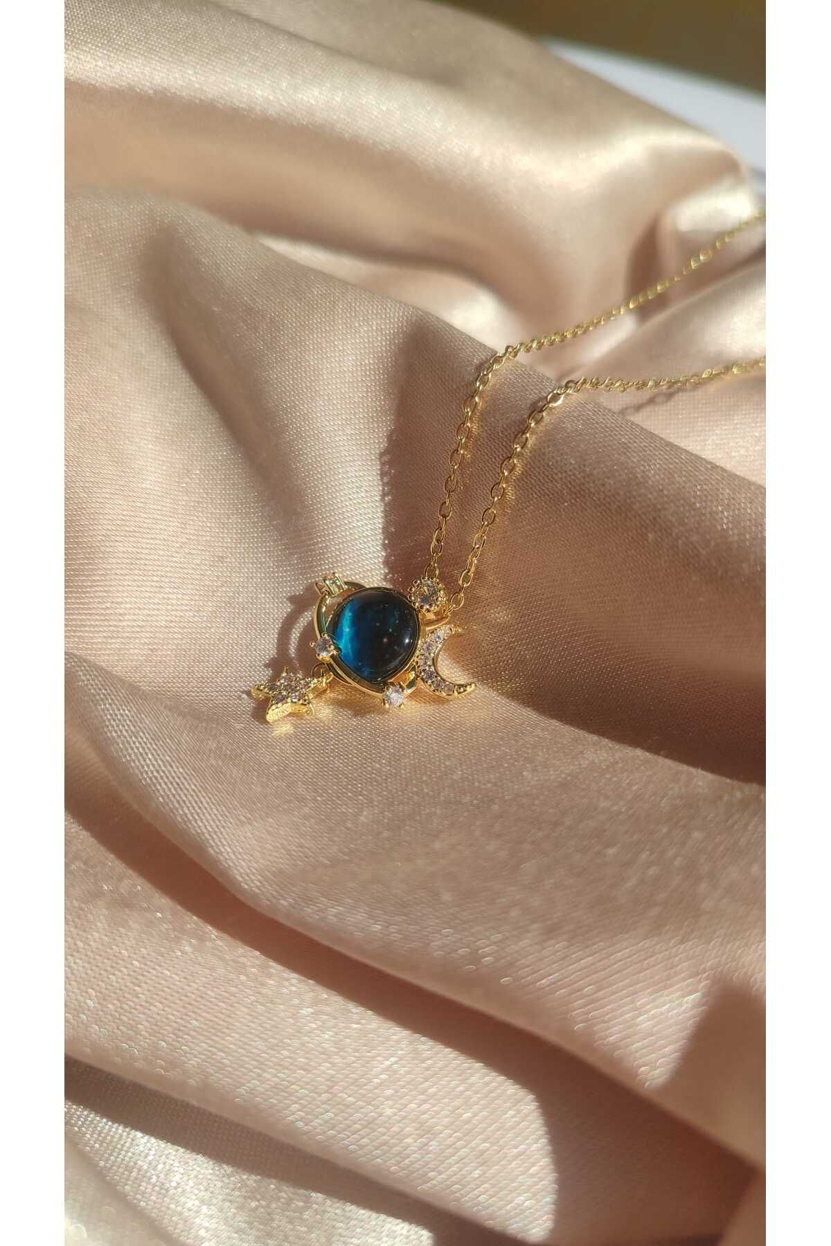 Pure Accessories AY YILDIZLI GEZEGEN ÇELİK KOLYE