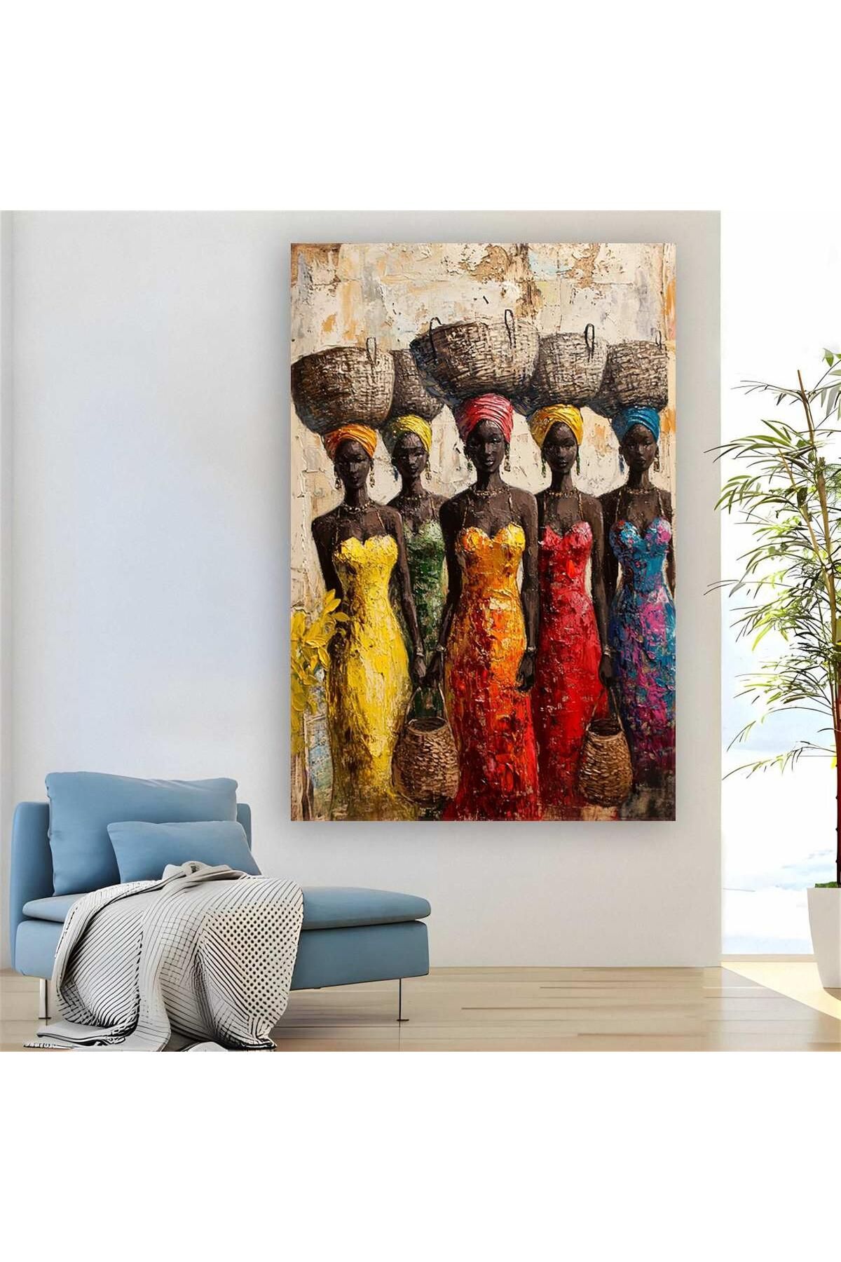Ritmo Canvas Etnik Afrika Kadınları Renkler Kanvas Tablo